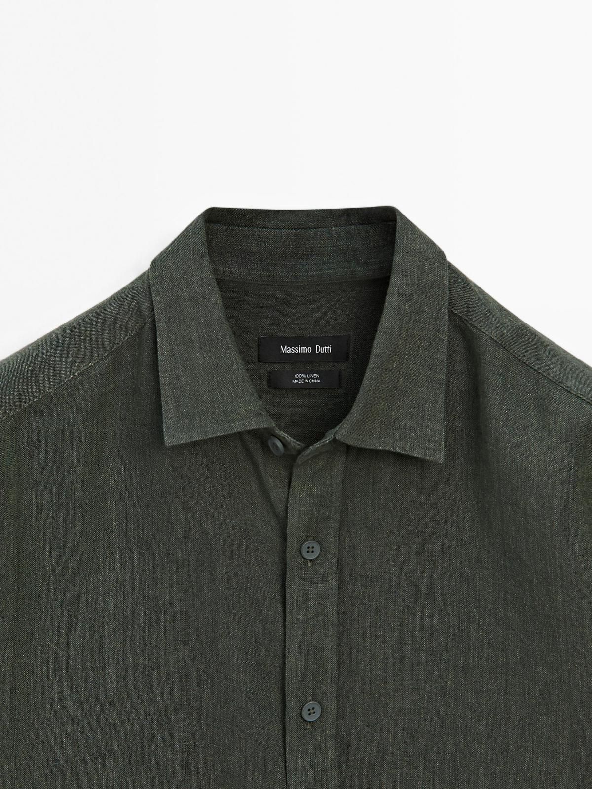 마시모두띠 리넨 레귤러핏 페이드 긴팔 셔츠 0139/729 DARK KHAKI - 상세 이미지 4