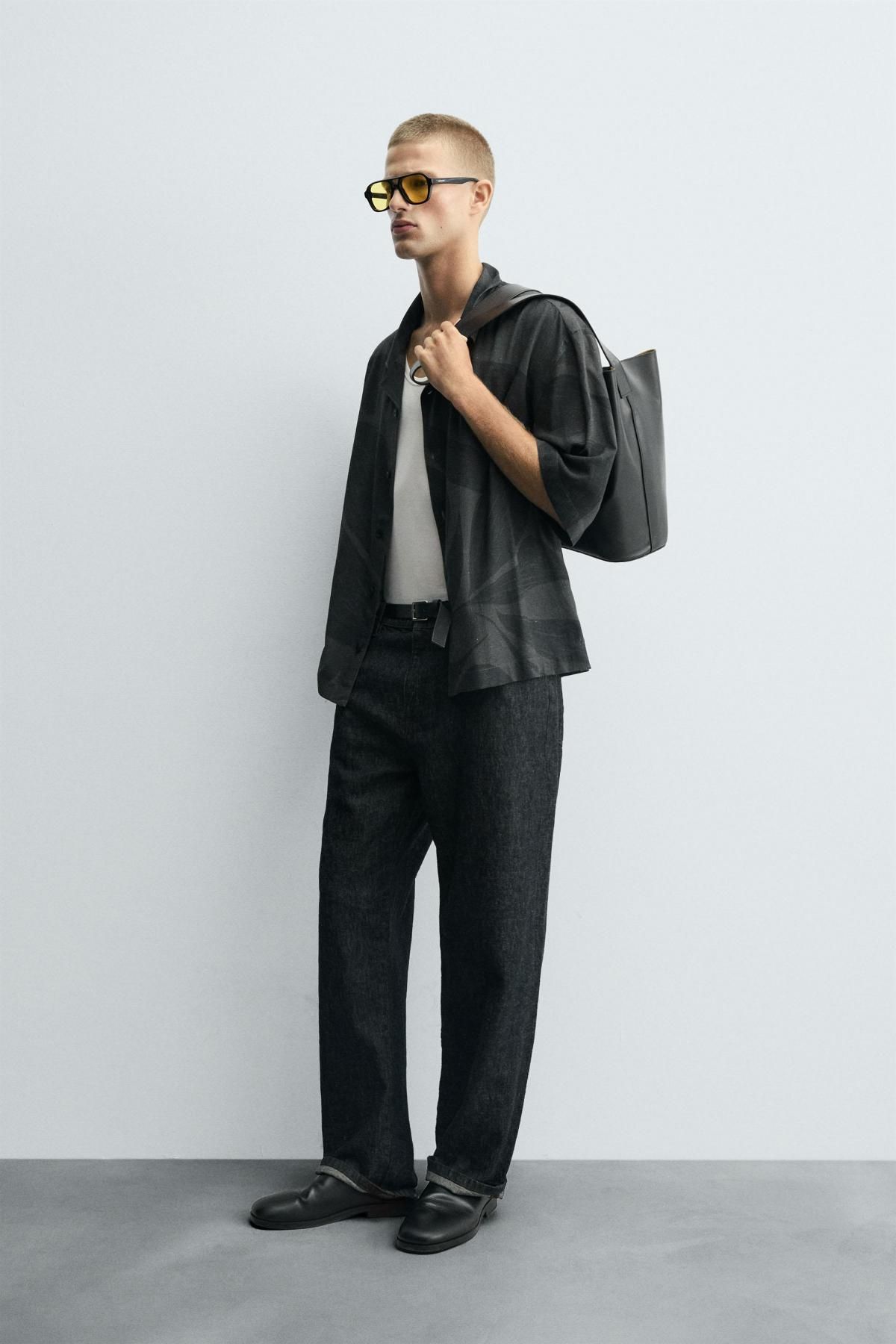 자라 비스코스 린넨 릴렉스핏 반팔 셔츠 5956/458 DARK GREY - 상세 이미지 5