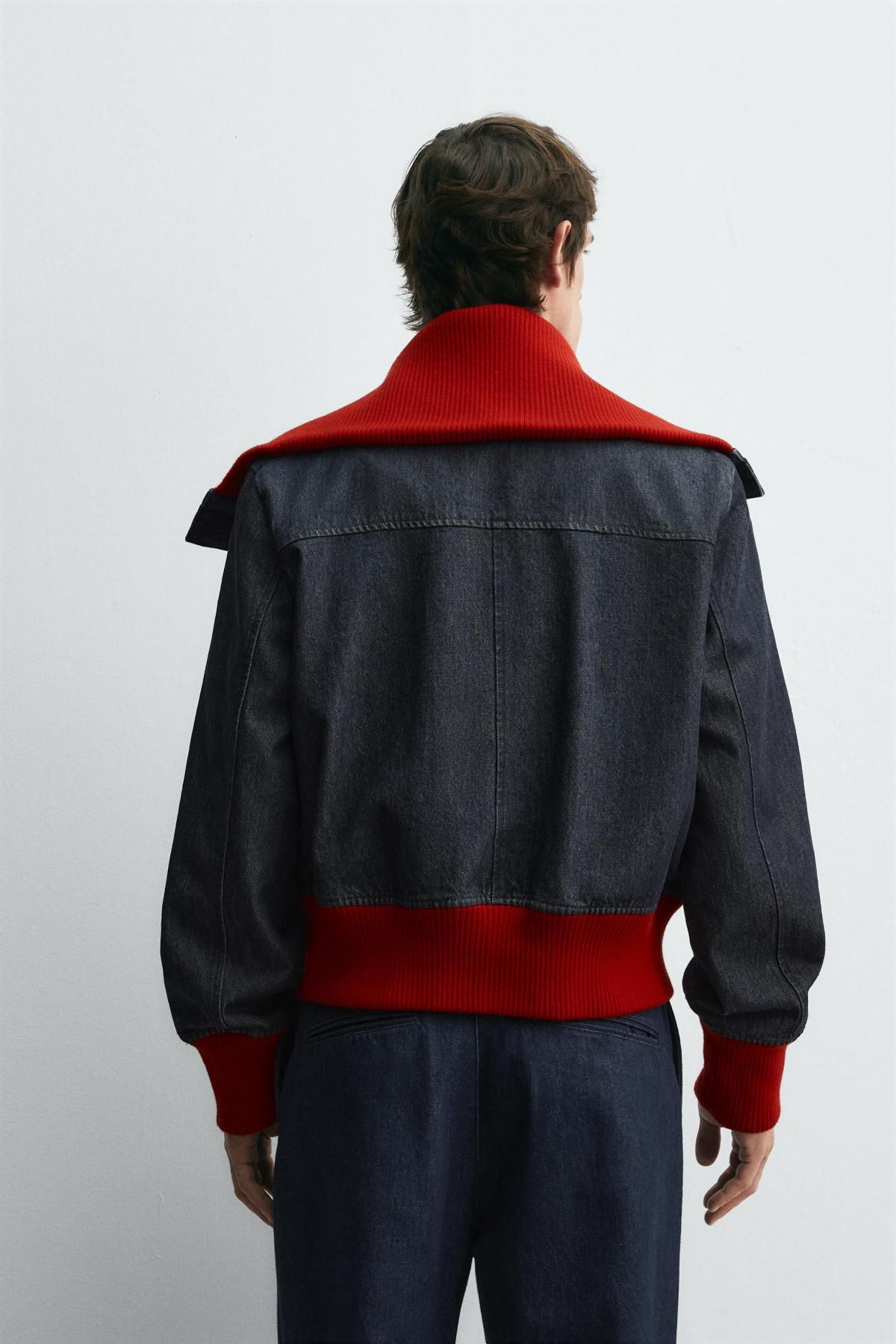 자라 배색 골지 크롭핏 데님 재킷 X 해리 램버트 디즈니 1300/330 NAVY BLUE - 상세 이미지 4