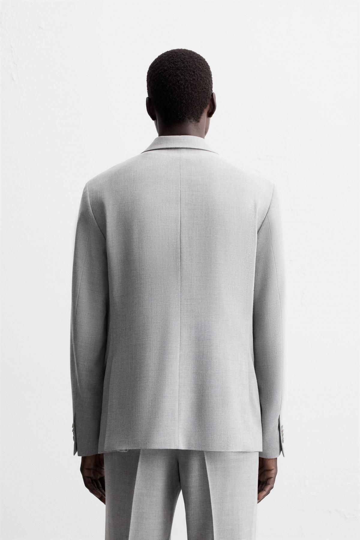 자라 슬림핏 라이트그레이 텍스처드 테일러드 재킷 5674/718 LIGHT GREY - 상세 이미지 4