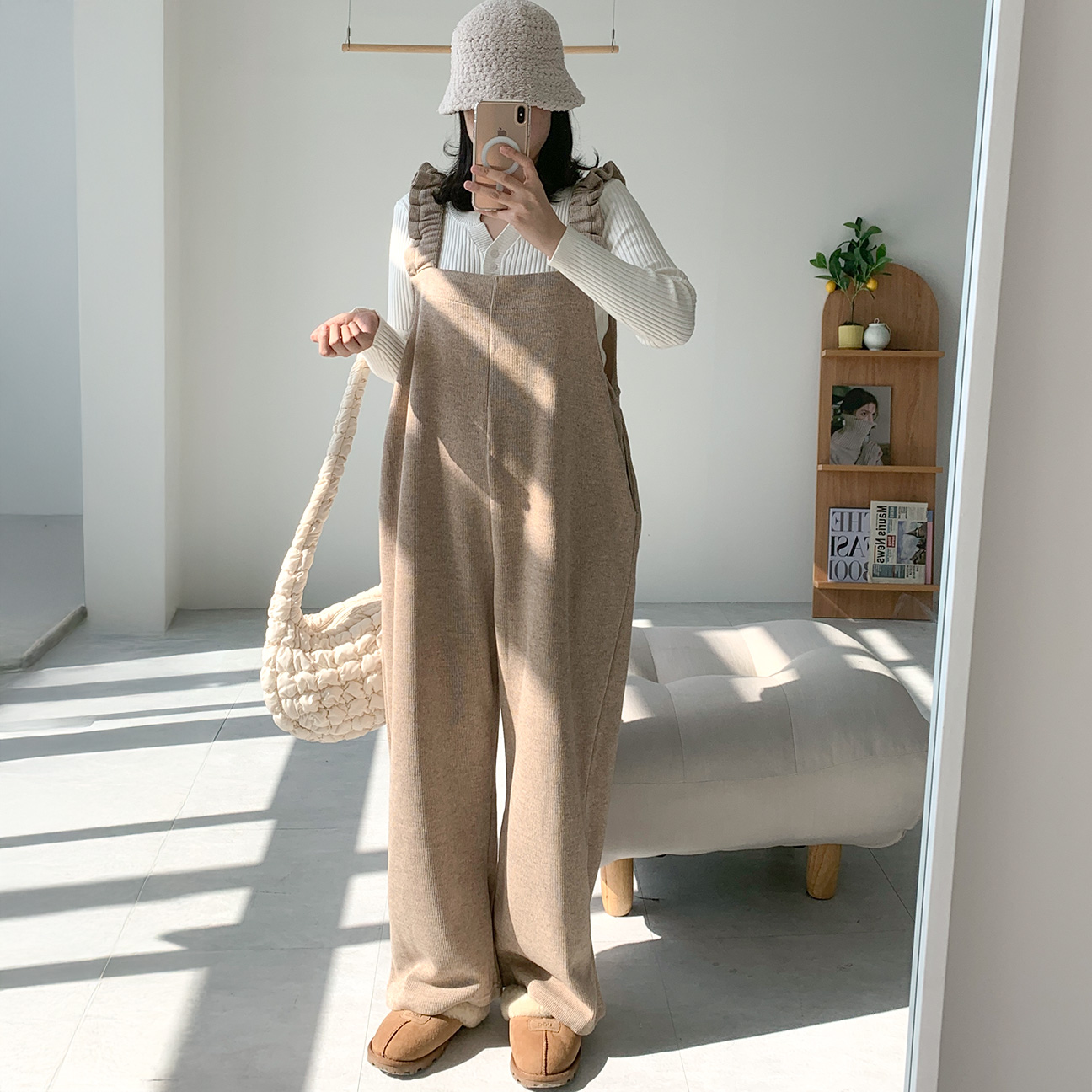 프릴밴딩 빅사이즈 멜빵바지 오버롤팬츠 - 메인 이미지