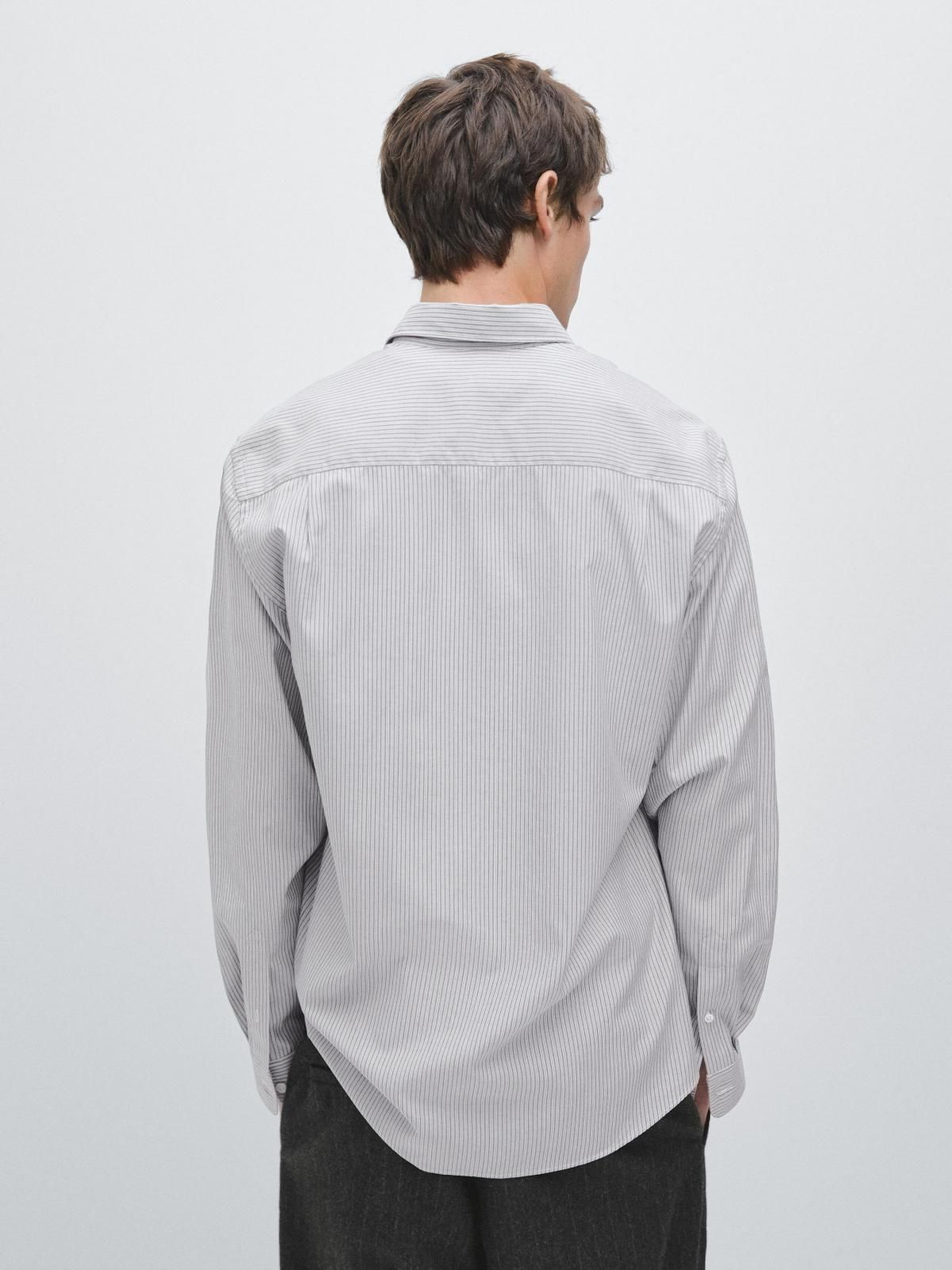 마시모두띠 클래식 스트라이프 멜란지 레귤러핏 긴팔 셔츠 1724/285 GREY - 상세 이미지 4