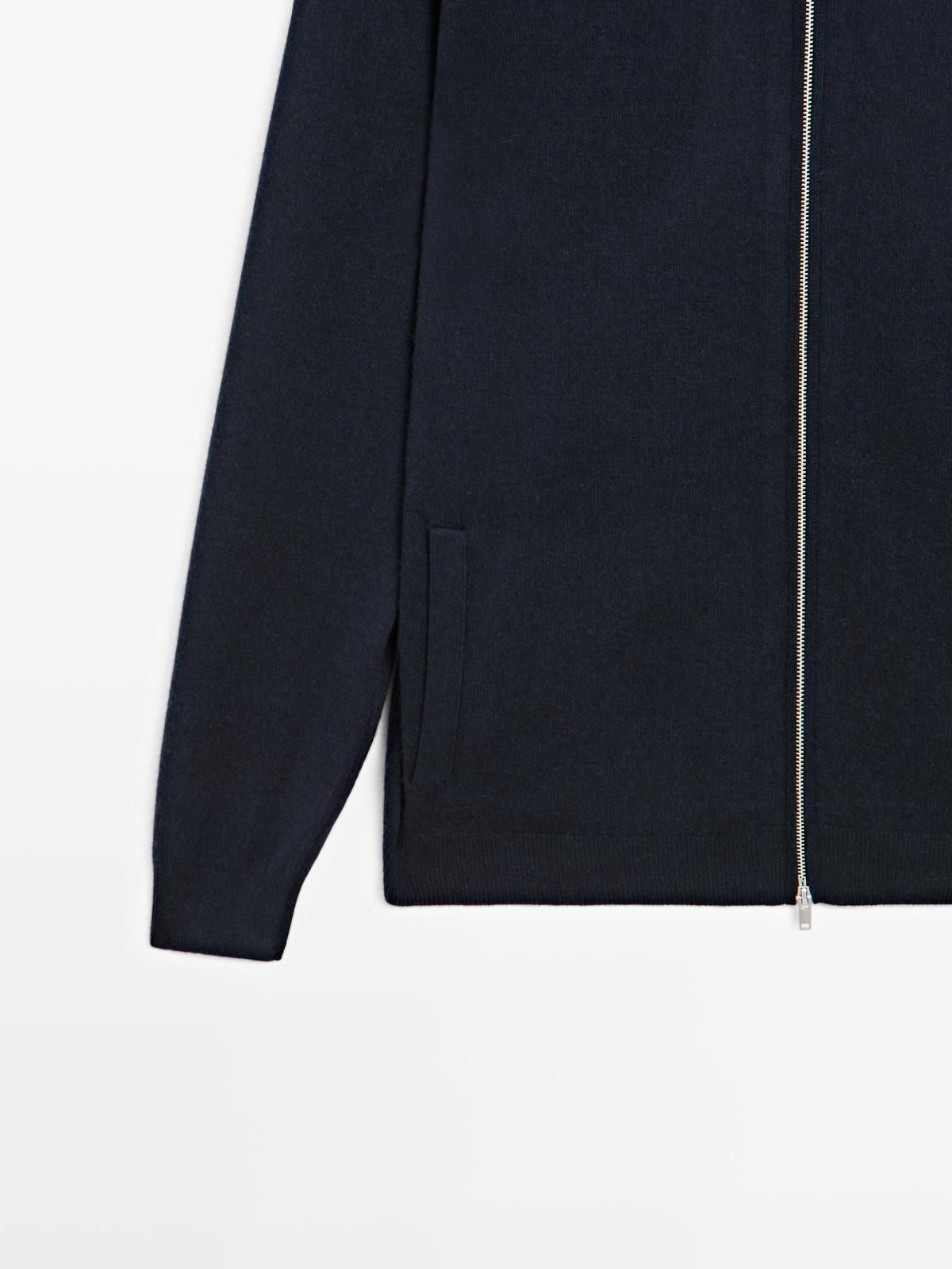 마시모두띠 미니멀 울블렌드 하이넥 집업 니트 가디건 1017/226 NAVY BLUE - 상세 이미지 5