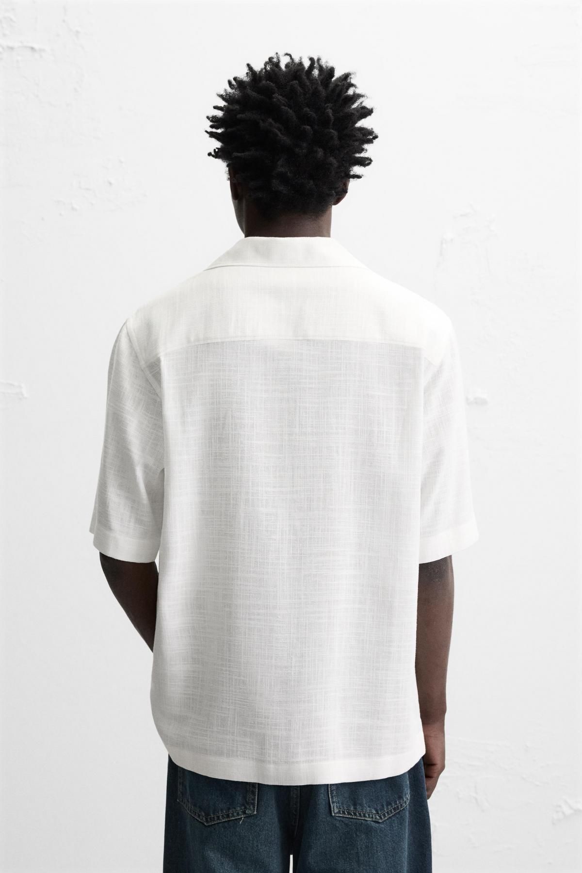 자라 릴랙스핏 반팔 셔츠 4620/300 OYSTER-WHITE - 상세 이미지 4