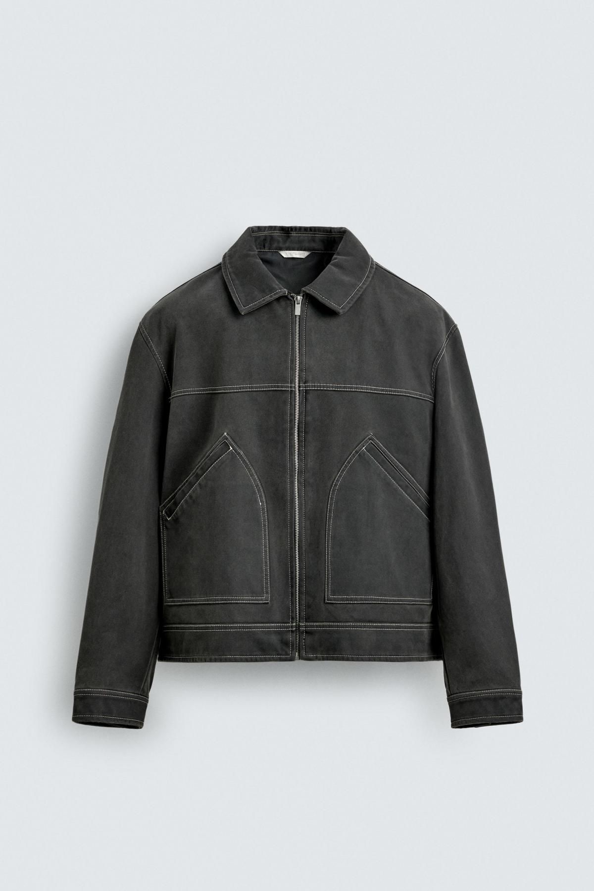 자라 빈티지 페이크 스웨이드 집업 재킷 3046/338 DARK GREY - 메인 이미지
