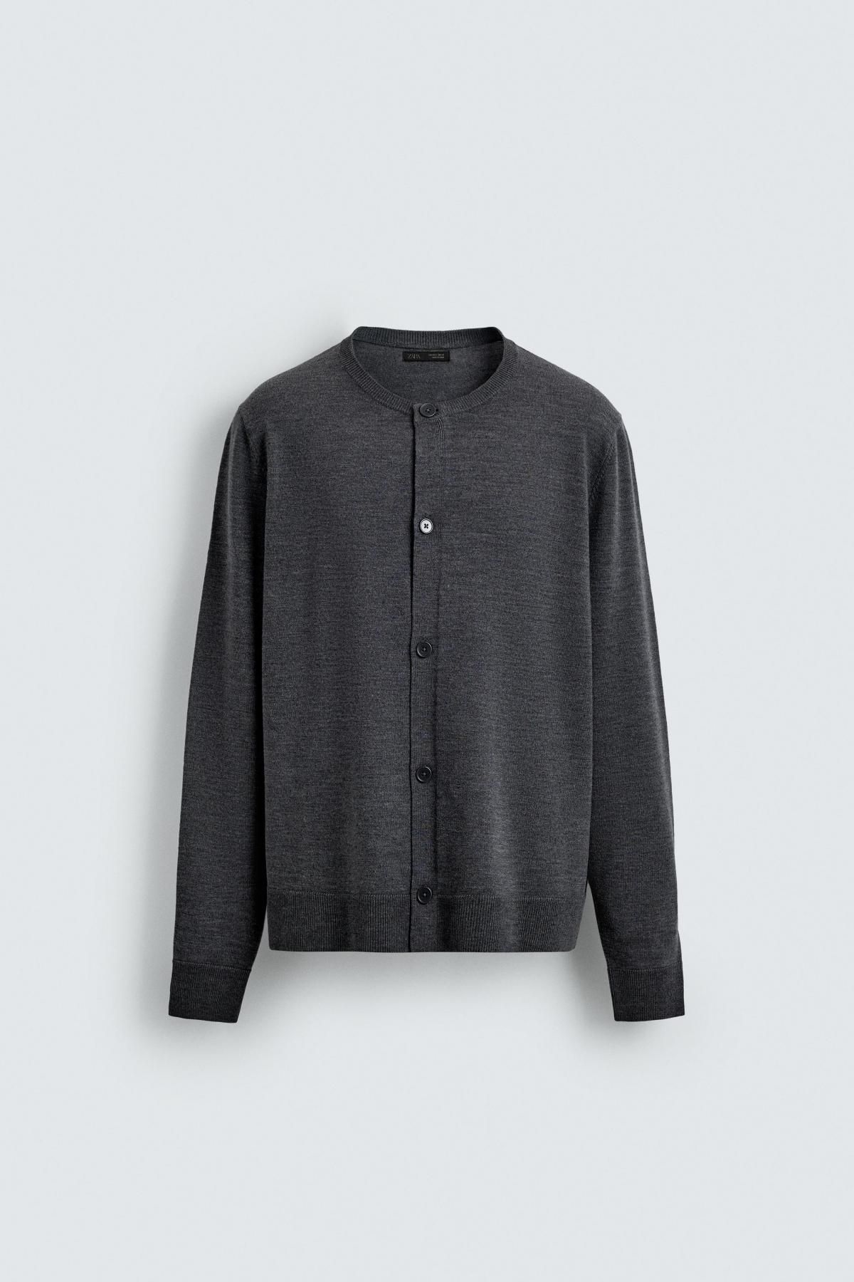 자라 울블렌드 라운드넥 레귤러핏 가디건 0506/317 ANTHRACITE GREY - 메인 이미지