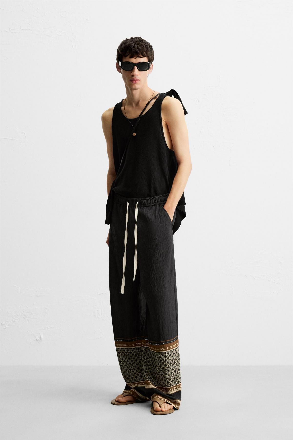 자라 릴랙스핏 컬러블록 와이드 팬츠 2675/335 BLACK - 상세 이미지 2