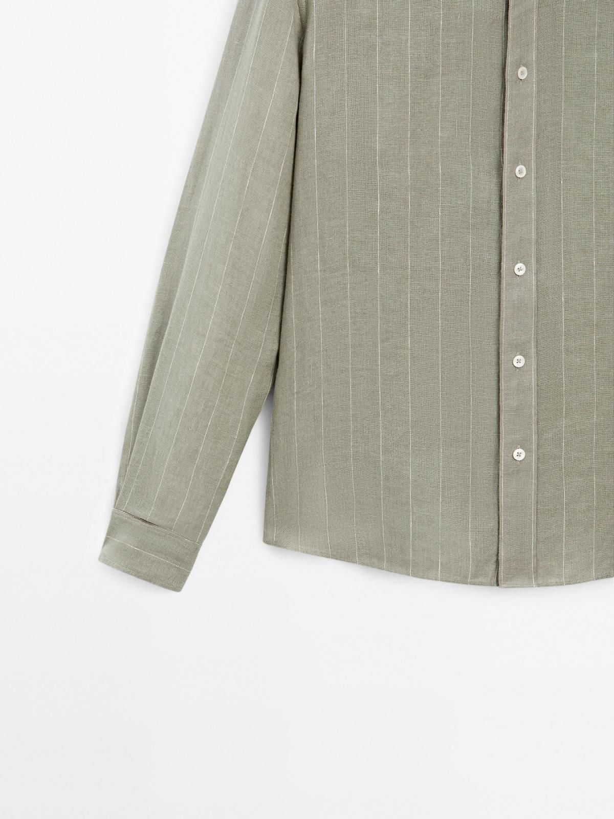 마시모두띠 리넨 스트라이프 레귤러핏 긴팔셔츠 1754/251 PALE GREEN - 상세 이미지 5