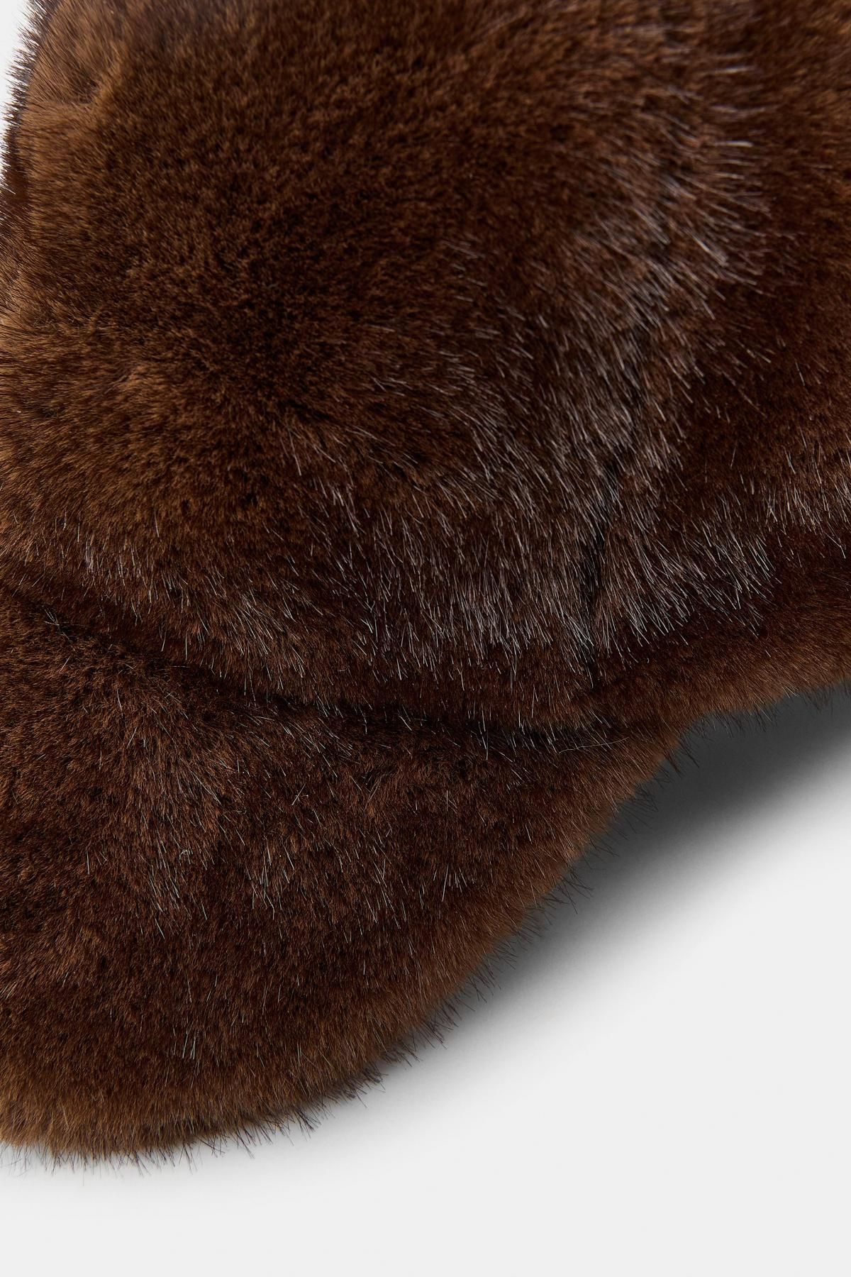 자라 페이크 퍼 캡모자 3920/792 BROWN - 상세 이미지 3