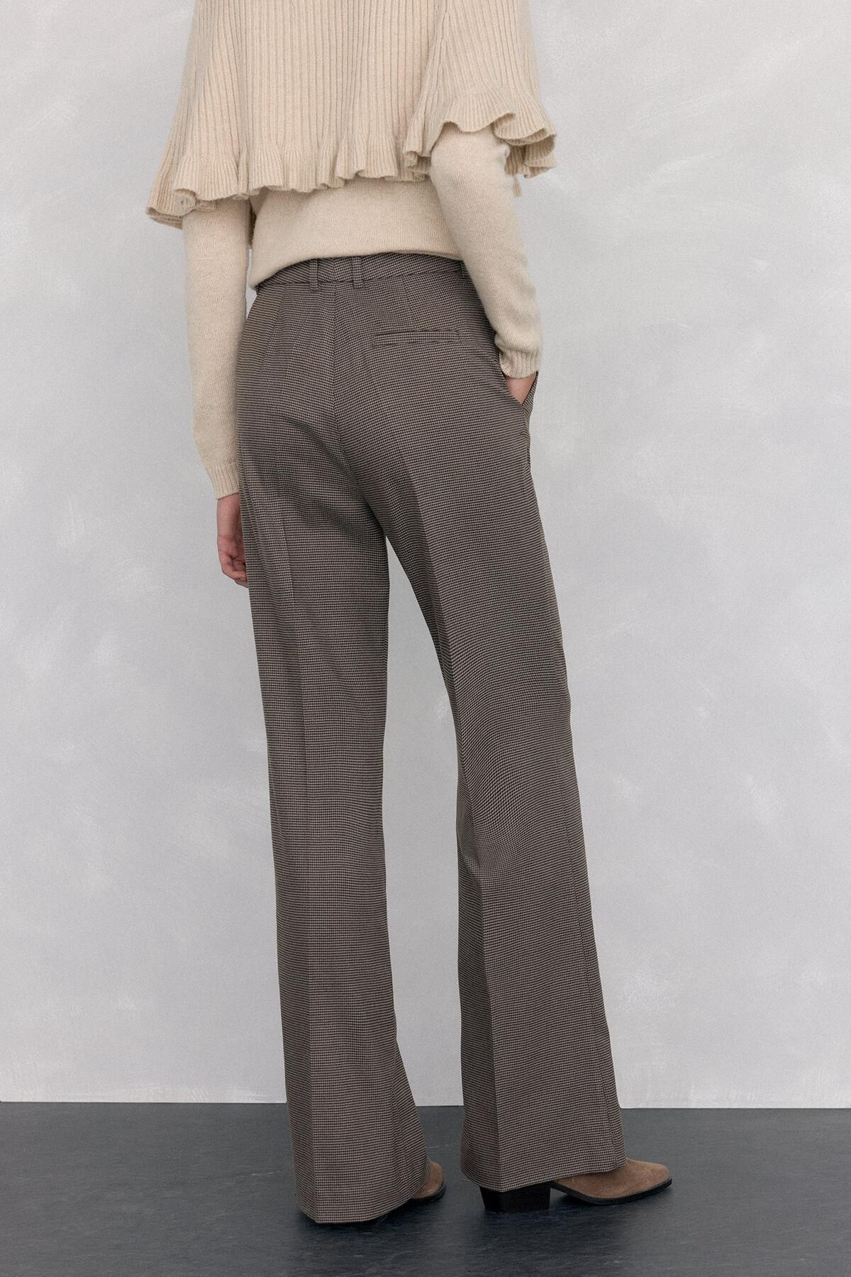 페드로 델 이에로 클래식 플레어 체크 슬랙스 팬츠 7602529 MARRON - 상세 이미지 5