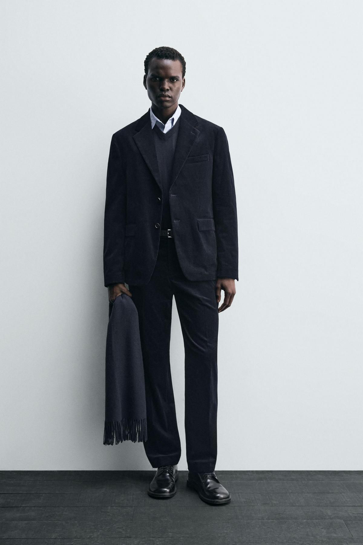 자라 테크니컬 코듀로이 수트 정장 팬츠 4410/321 NAVY BLUE - 상세 이미지 2