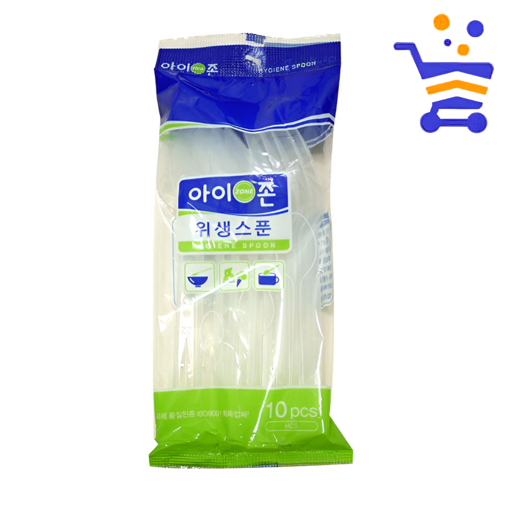 아이존 일회용 플라스틱 숟가락 스푼 수저 10p (0256) 업소 캠핑 배달 포장 식기 - 상품 이미지