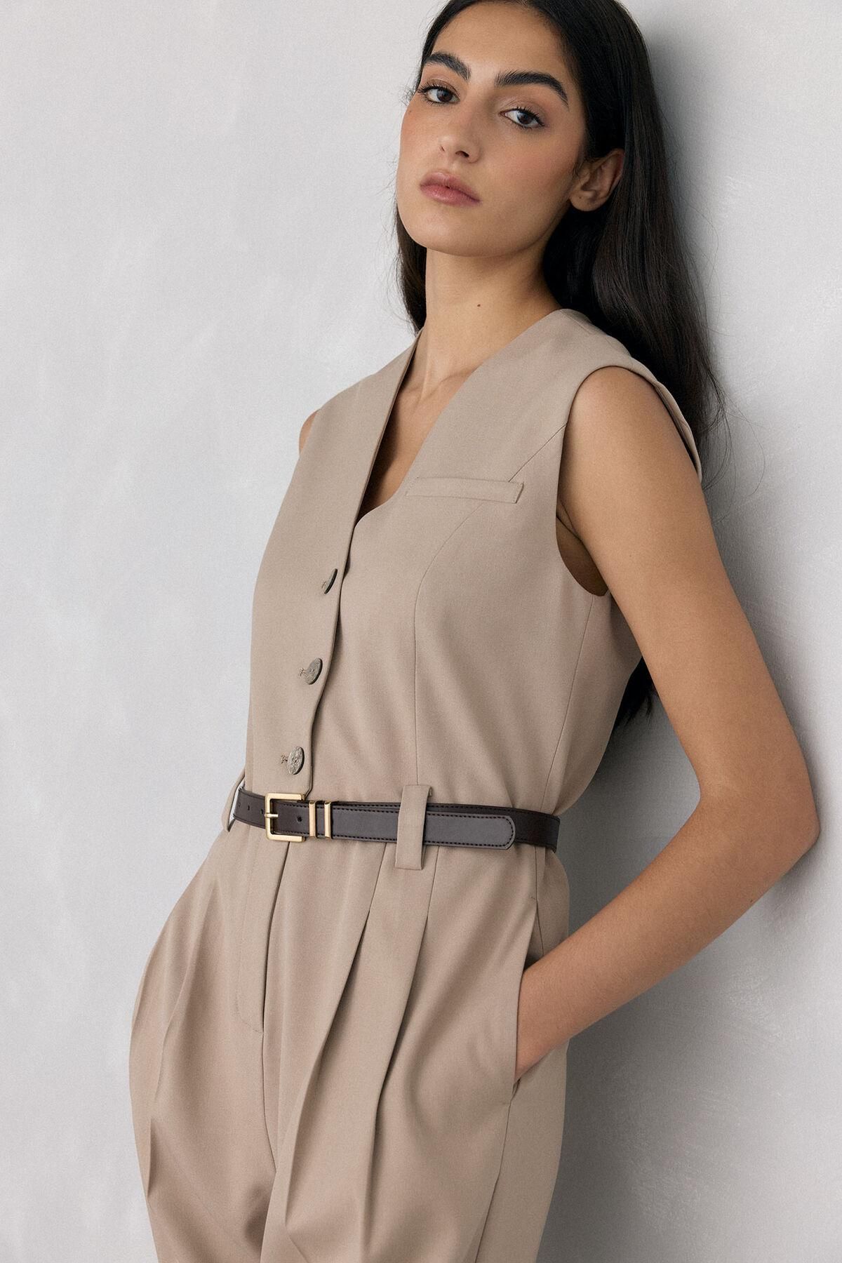 페드로 델 이에로 테일러드 벨트 점프수트 5892400 BEIGE - 상세 이미지 2