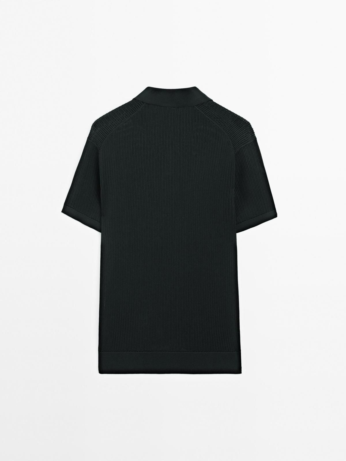마시모두띠 브이넥 오픈워크 니트 반팔 폴로셔츠 0998/206 NAVY BLUE - 상세 이미지 4