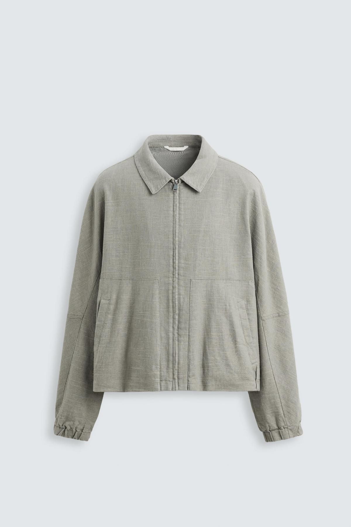 자라 테크니컬 린넨코튼 릴랙스핏 집업 재킷 1437/303 GREENISH - 메인 이미지