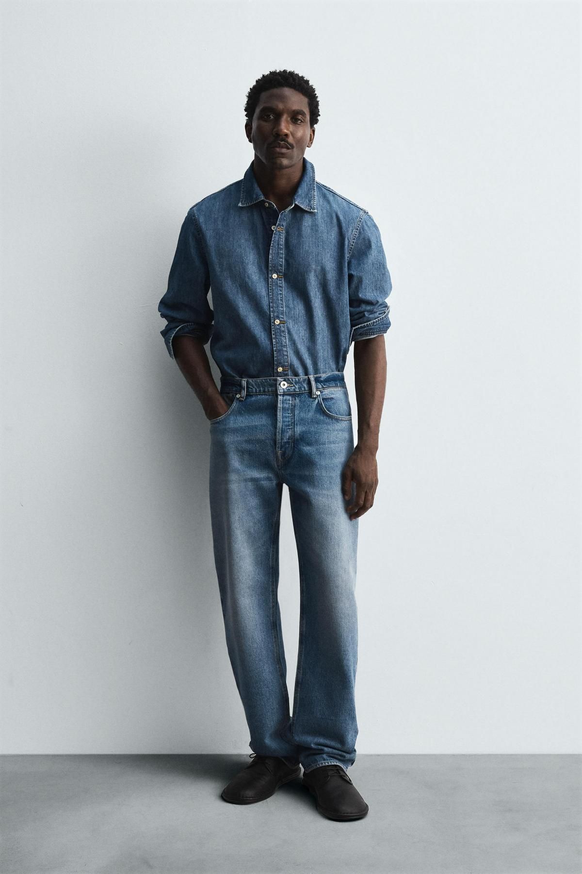 자라 릴렉스핏 워싱 데님 스트레이트 청바지 3991/393 MID-BLUE - 상세 이미지 2