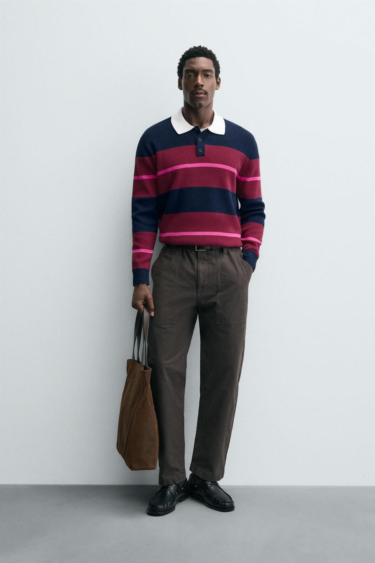 자라 스트라이프 테크니컬 니트 긴팔 폴로셔츠 4938/315 STRIPED - 상세 이미지 2