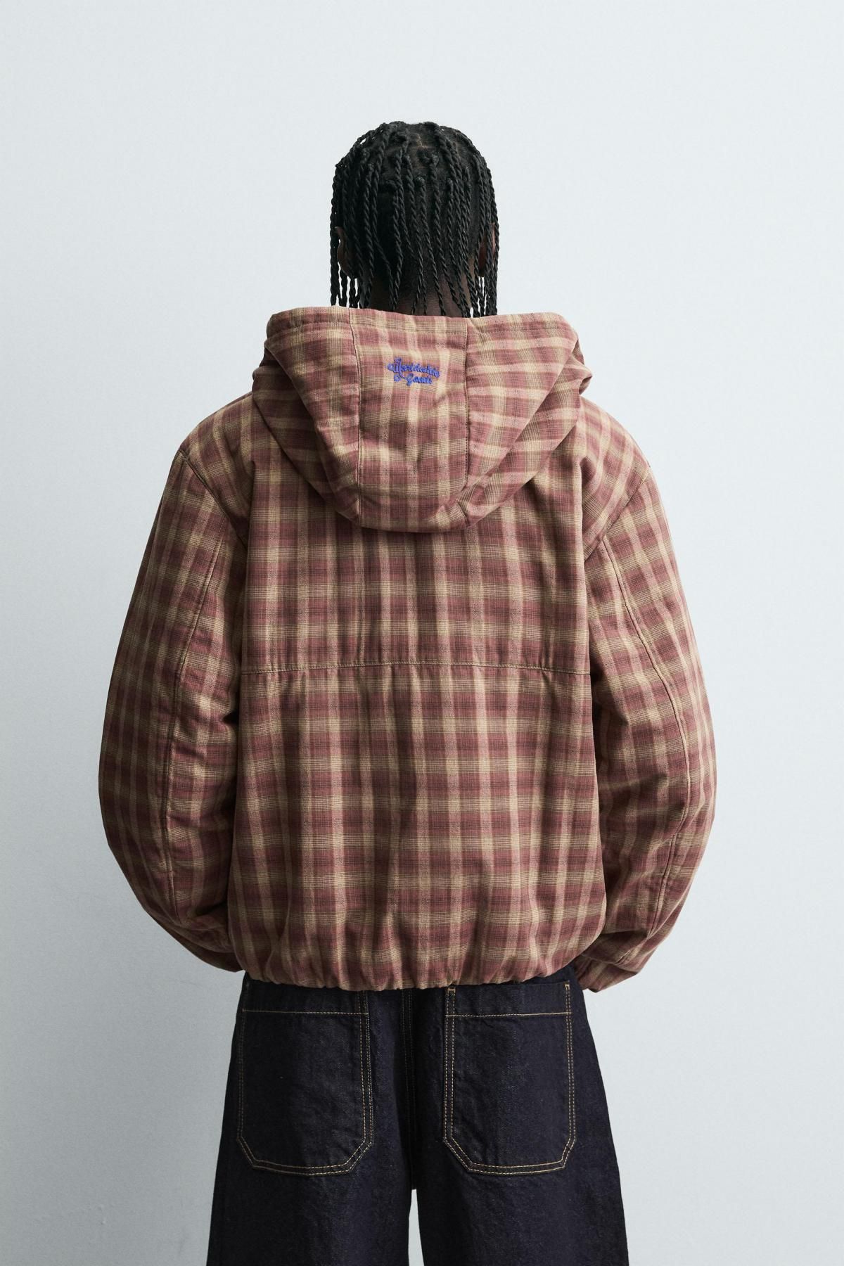 자라 체크 패딩 후드 집업 재킷 8281/460 REDDISH - 상세 이미지 4