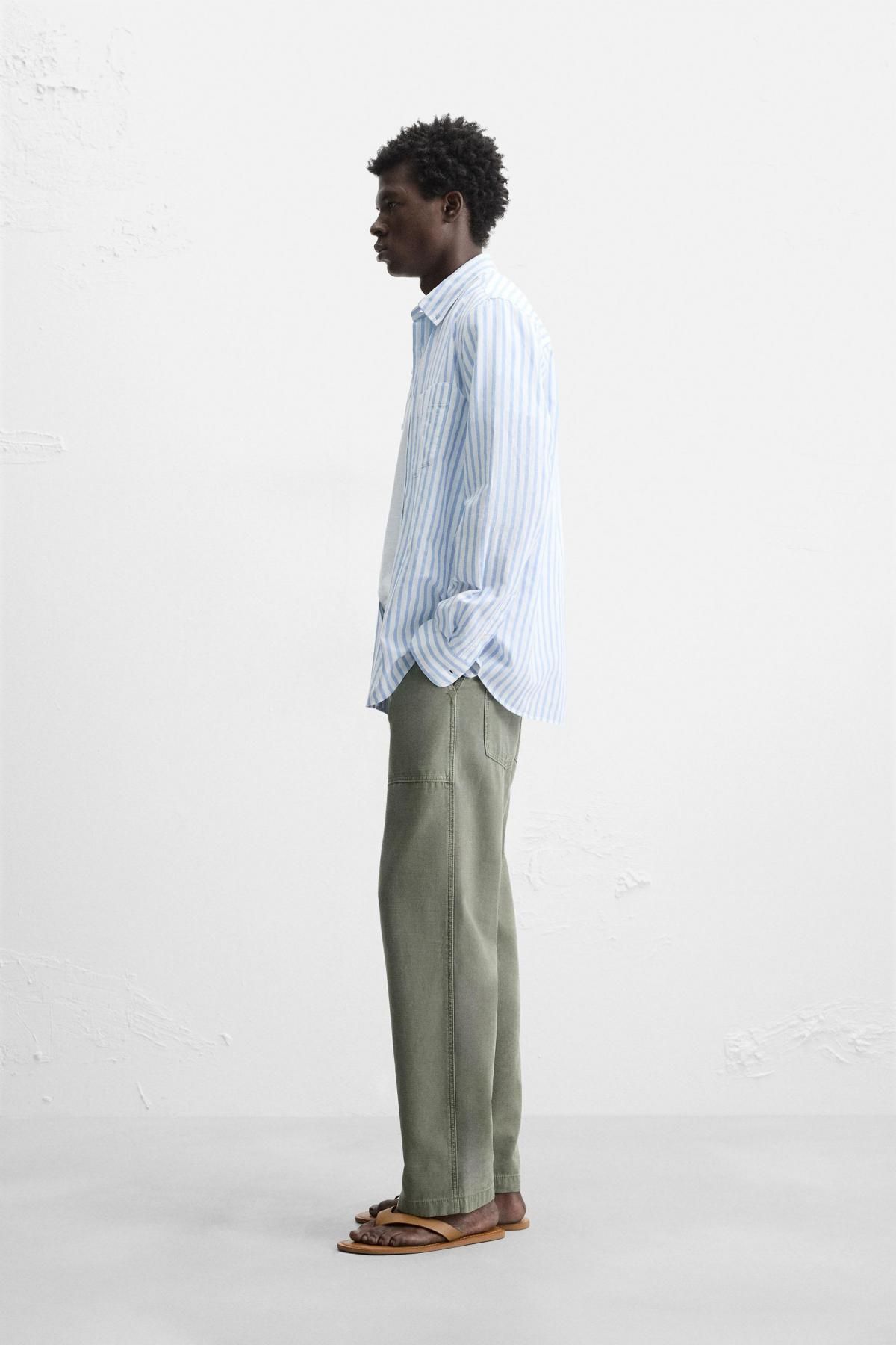 자라 스트라이프 린넨코튼 긴팔 셔츠 1063/305 STRIPED - 상세 이미지 5