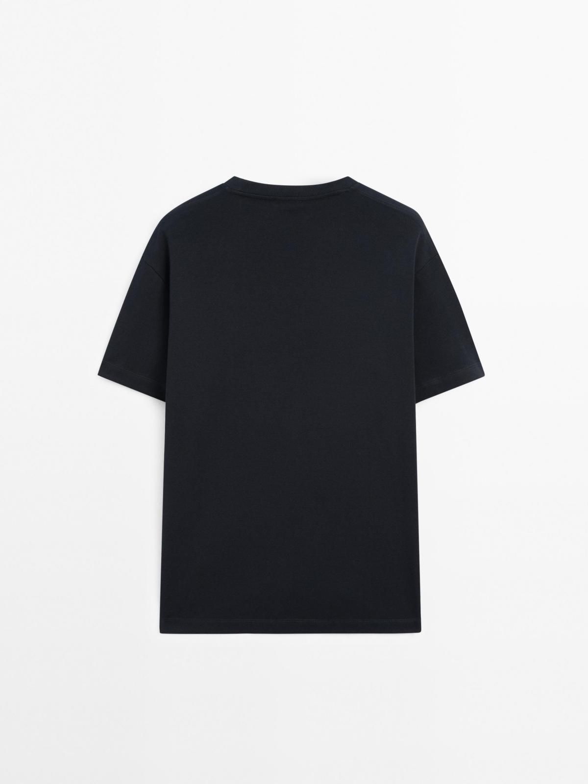 마시모두띠 100 코튼 베이직 미디엄웨이트 블랙 반팔 티셔츠 1418/212 NAVY BLUE - 상세 이미지 5