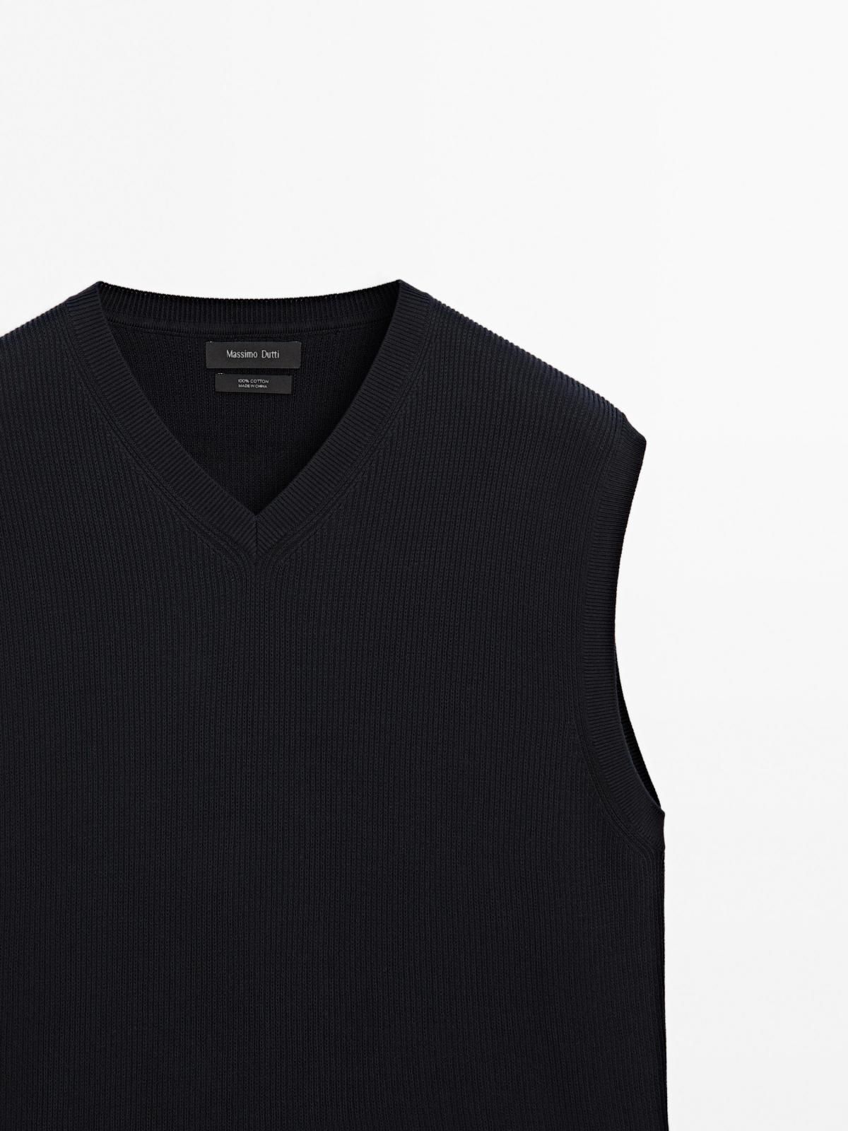 마시모두띠 미니멀 브이넥 니트 베스트 1006/201 NAVY BLUE - 상세 이미지 4