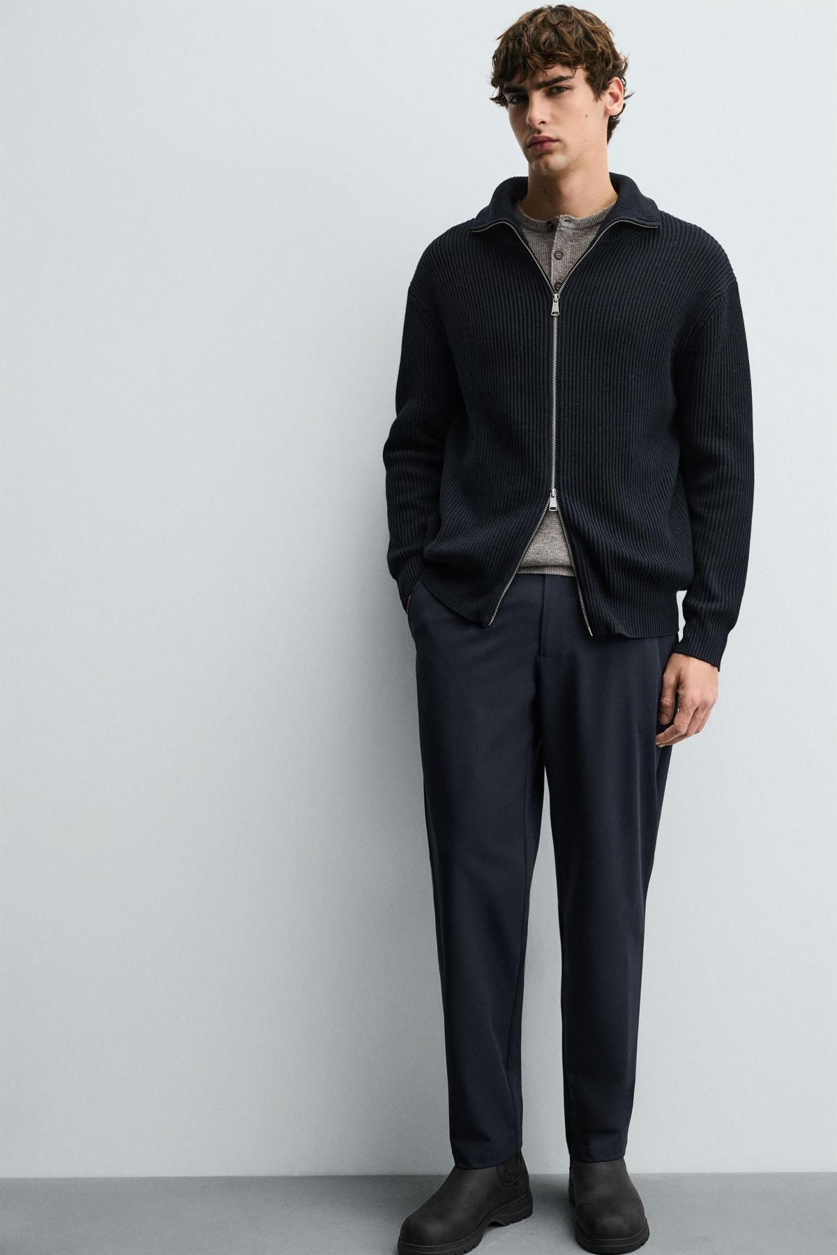 자라 테크니컬 레귤러핏 슬랙스 팬츠 4391/335 NAVY BLUE - 상세 이미지 5