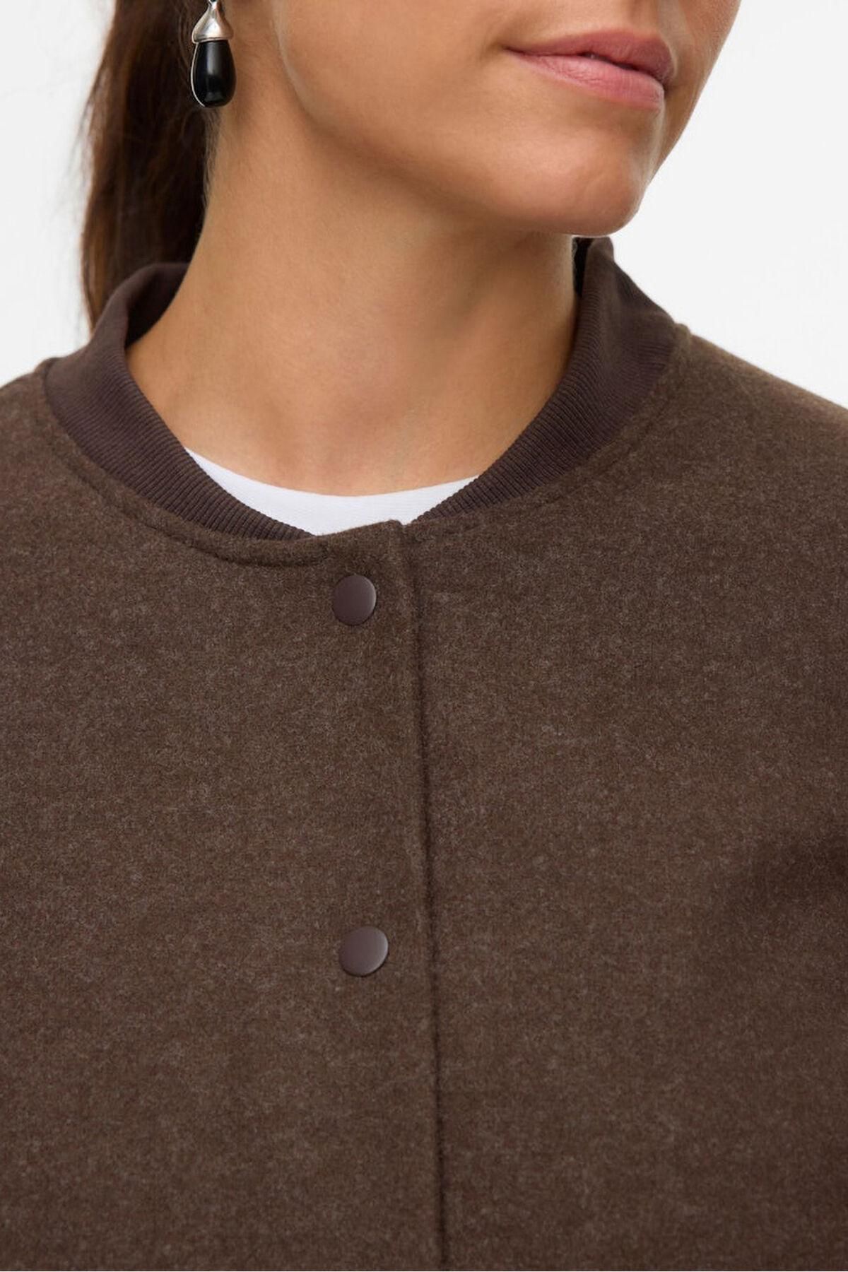 베로모다 빅사이즈 브라운 마오넥 버튼업 봄버 재킷 6432600 MARRON OSCURO - 상세 이미지 3