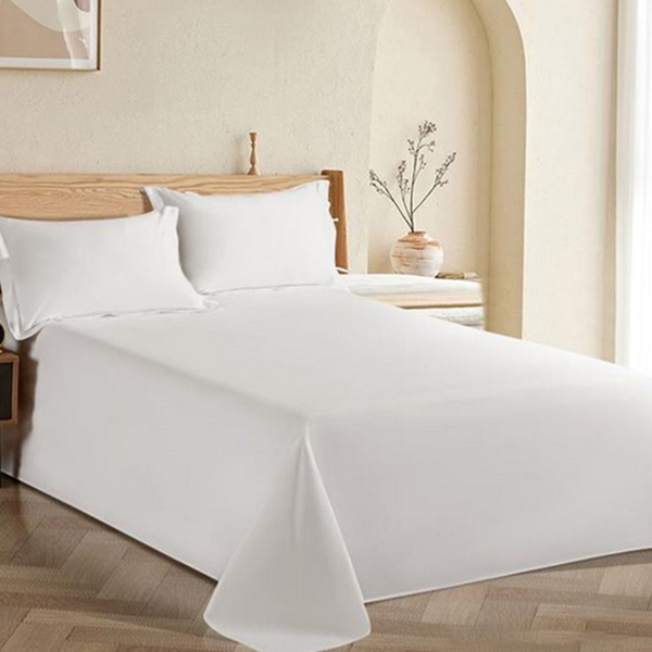 60수 순면 플랫 시트 화이트 호텔 침대 시트 사계절 커버