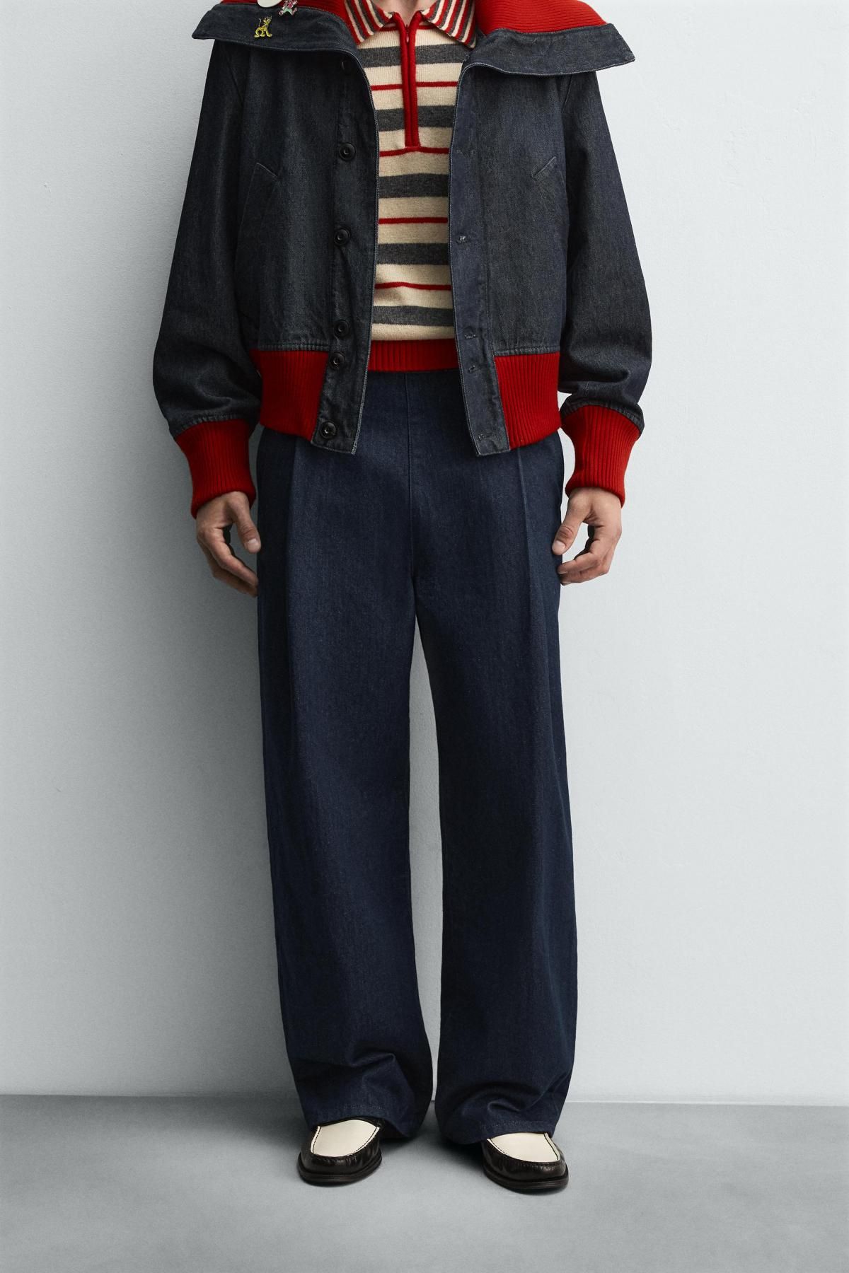 자라 와이드핏 데님 와이드 팬츠 X 해리 램버트 디즈니 6045/305 NAVY BLUE - 메인 이미지