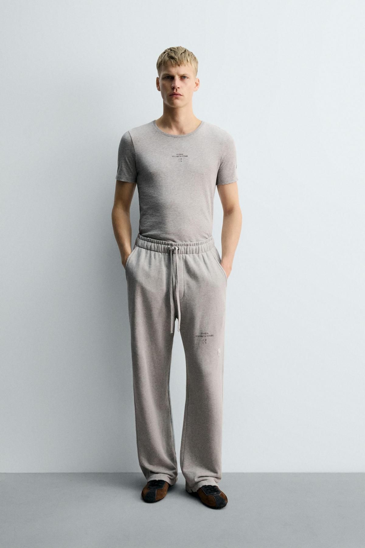자라 슬림핏 라운드넥 반팔 티셔츠 0722/327 GREY MARL - 상세 이미지 2