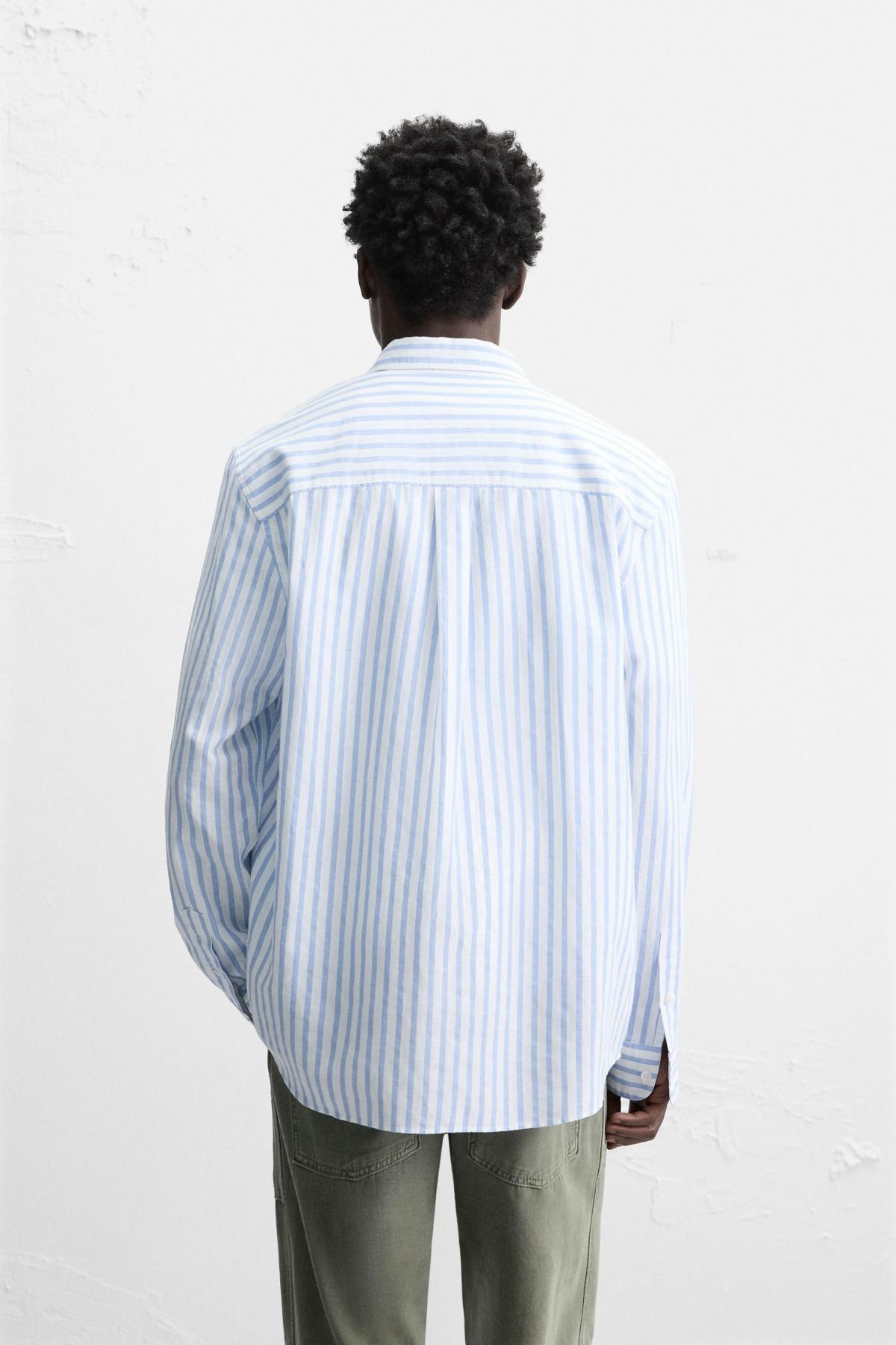 자라 스트라이프 린넨코튼 긴팔 셔츠 1063/305 STRIPED - 상세 이미지 4