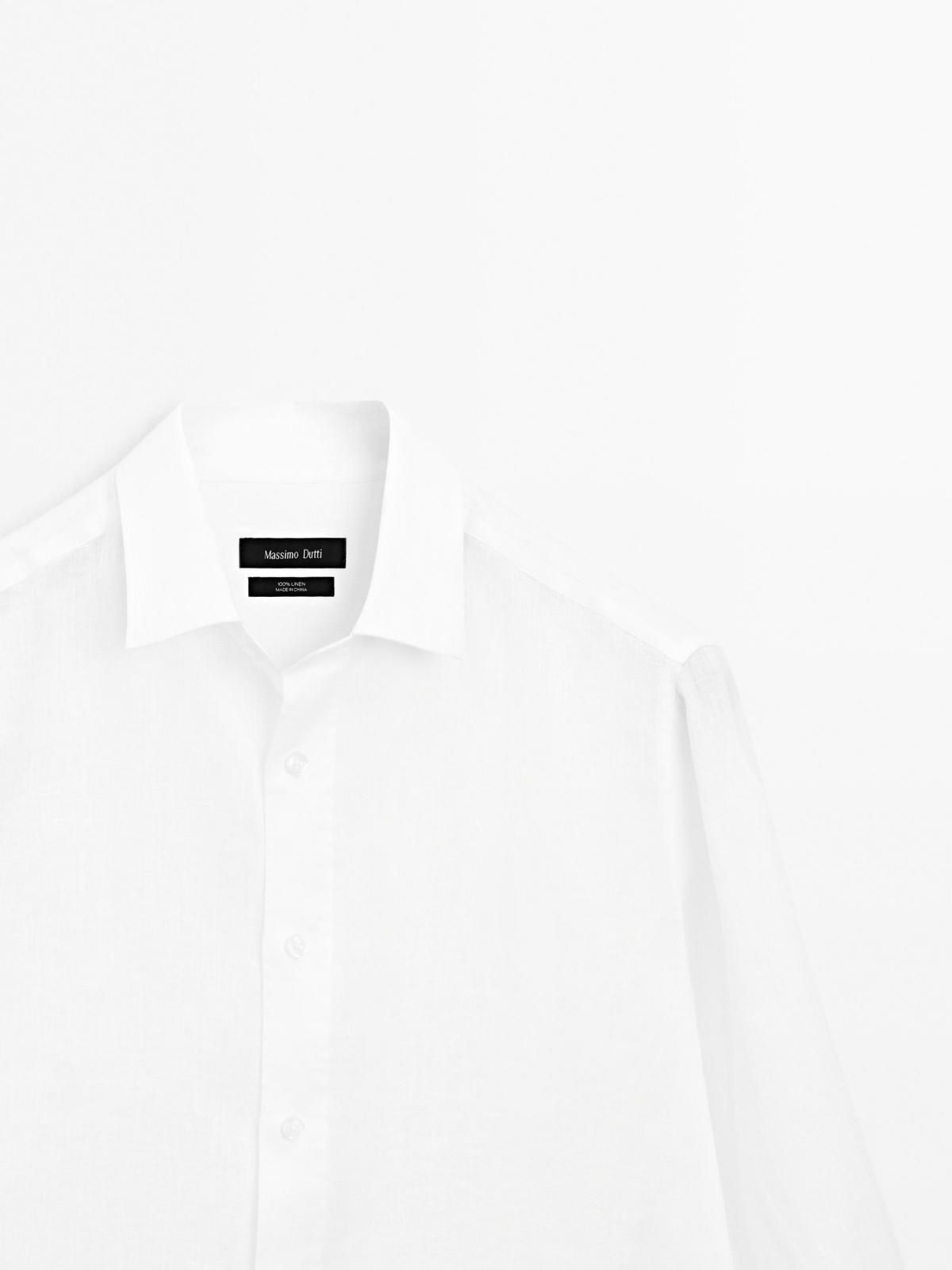 마시모두띠 프리미엄 린넨 슬림핏 긴팔셔츠 0100/777 WHITE - 상세 이미지 2