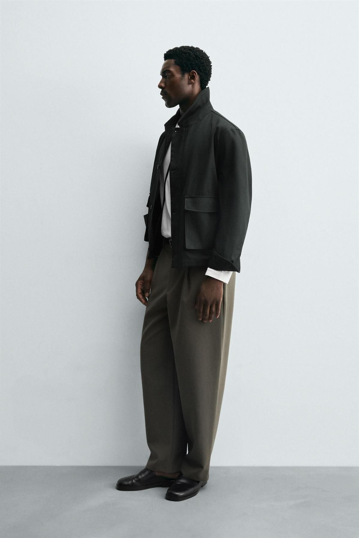 자라 릴렉스핏 와이드 플리츠 팬츠 6861/391 GREEN - 상세 이미지 4