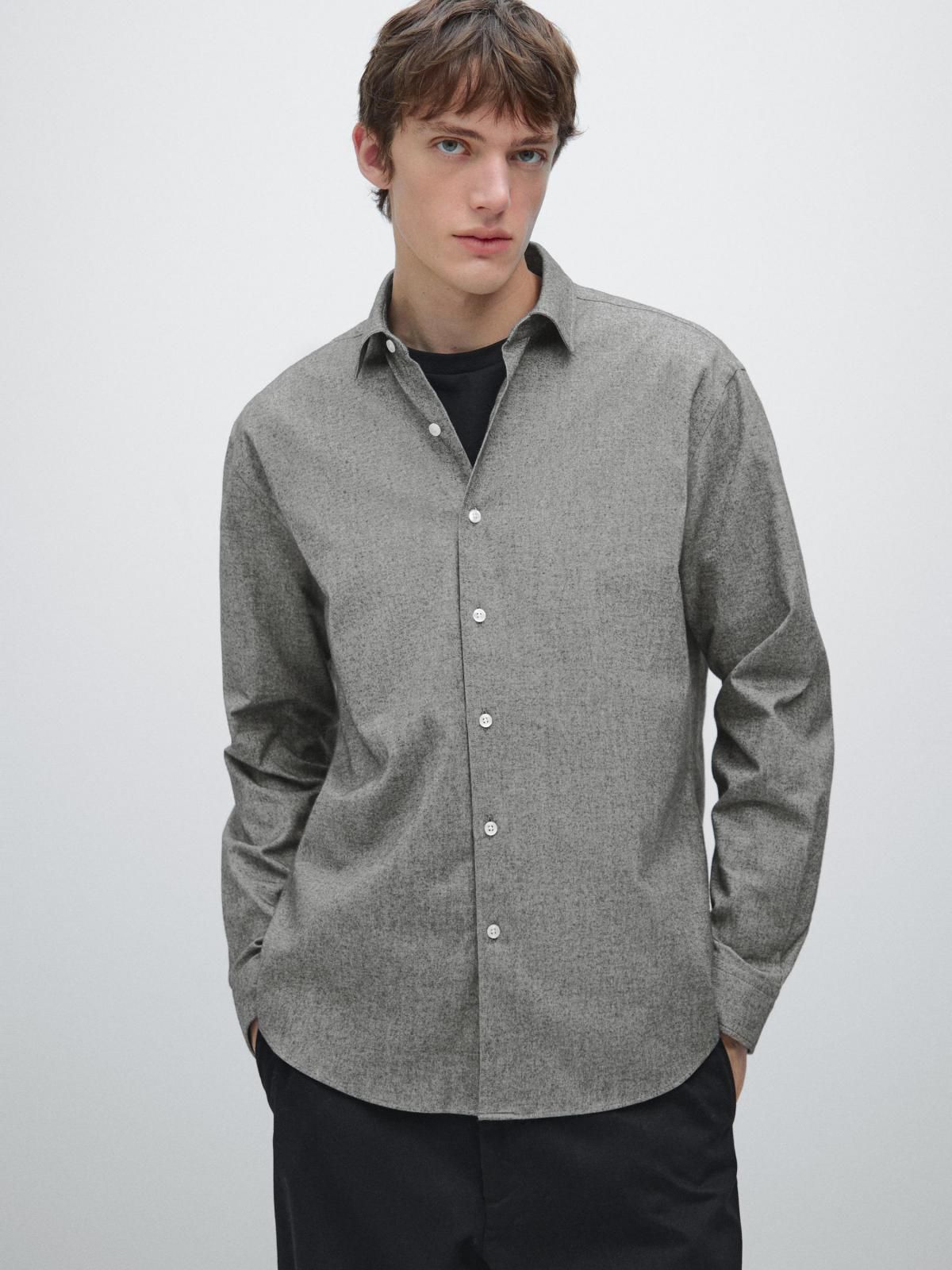 마시모두띠 테크니컬 멜란지 옥스포드 긴팔 셔츠 레귤러핏 남성 1811/280 MEDIUM GREY - 상세 이미지 3