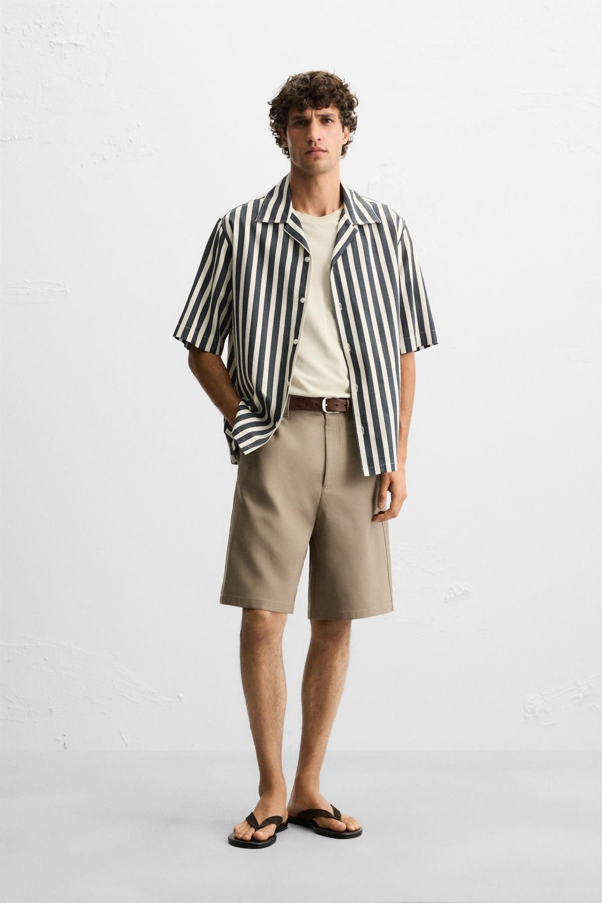 자라 스트라이프 텍스처 릴렉스드핏 반팔 셔츠 5555/119 DARK GREY - 상세 이미지 2