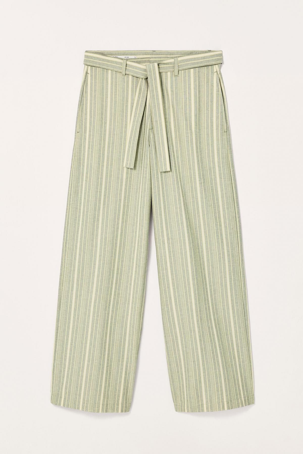 자라 스트라이프 와이드 팬츠 2675/021 WHITE / GREEN - 상세 이미지 4