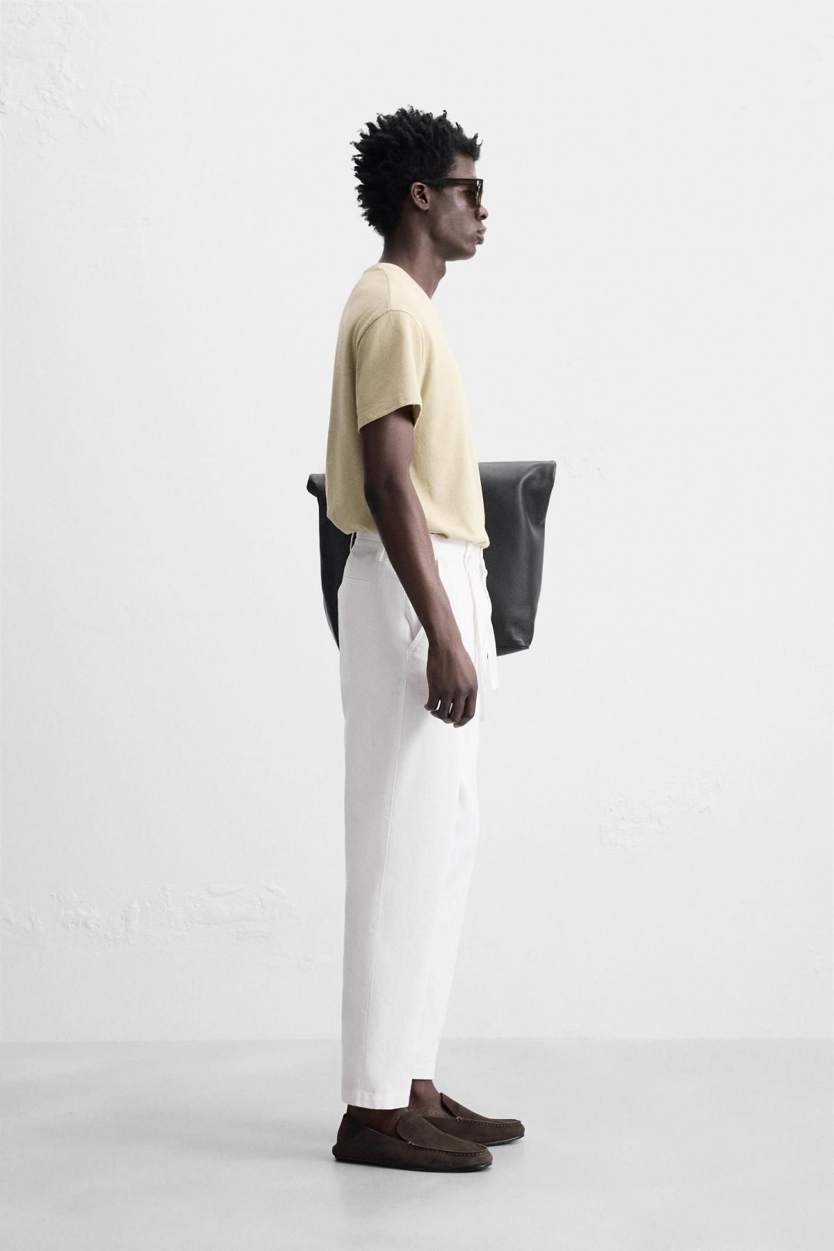 자라 코튼린넨 팬츠 8574/303 WHITE - 상세 이미지 4