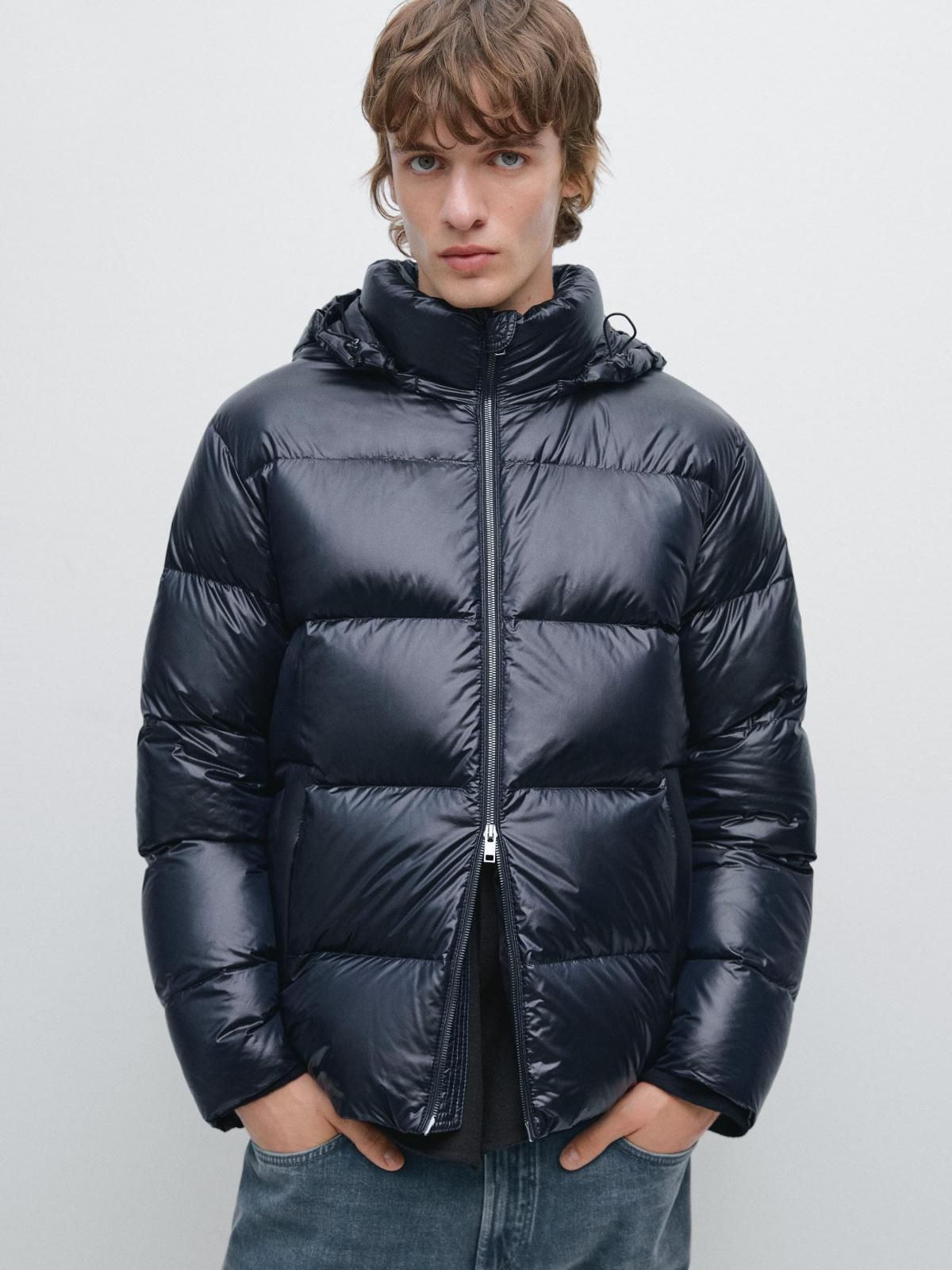 마시모두띠 테크니컬 방수 네이비 새틴 숏 패딩 재킷 3121/410 NAVY BLUE - 상세 이미지 3