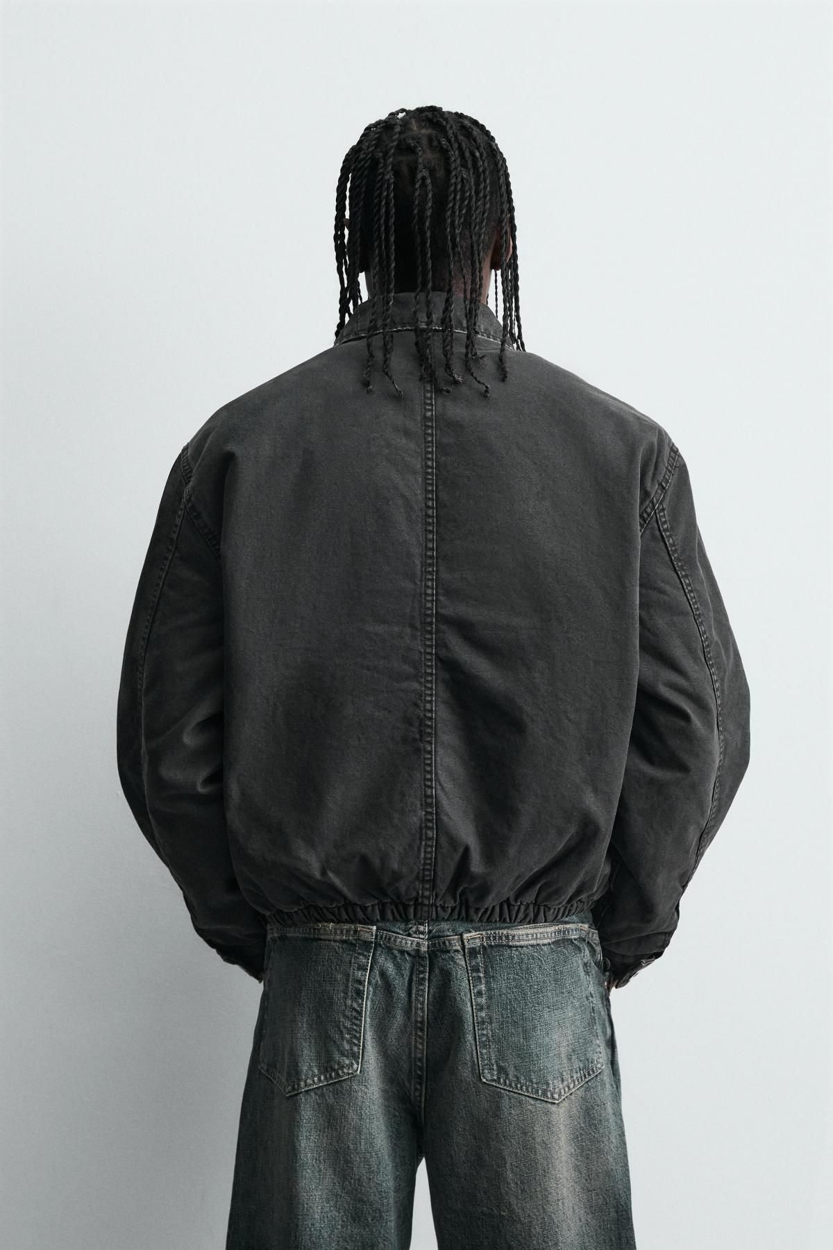 자라 테크니컬 퀼팅 데님 집업 재킷 6987/361 CHARCOAL - 상세 이미지 4