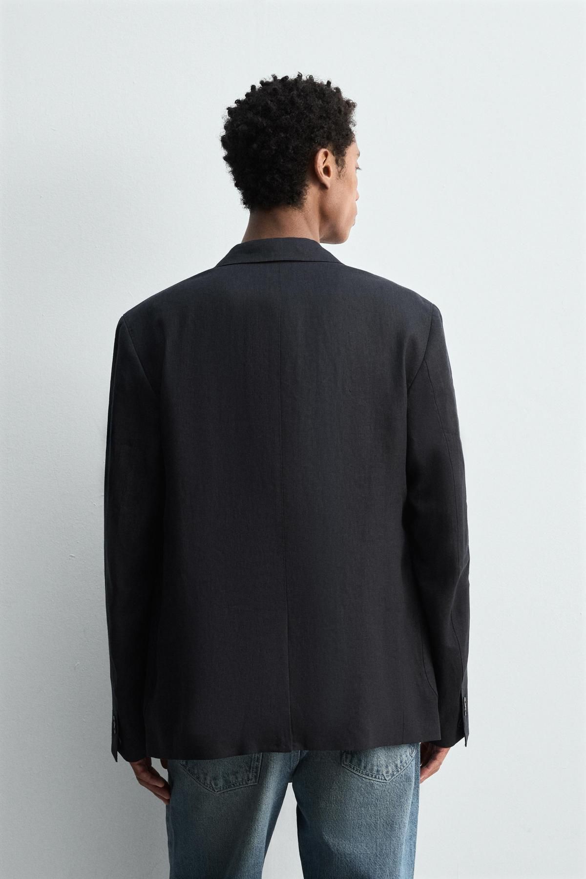 자라 남성 릴랙스핏 리넨 테일러드 블레이저 4721/530 NAVY BLUE - 상세 이미지 4
