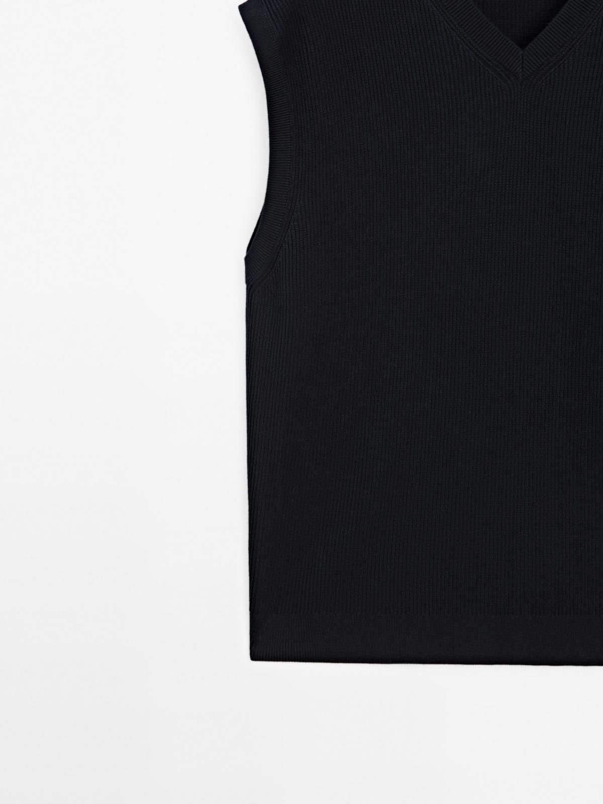 마시모두띠 미니멀 브이넥 니트 베스트 1006/201 NAVY BLUE - 상세 이미지 5