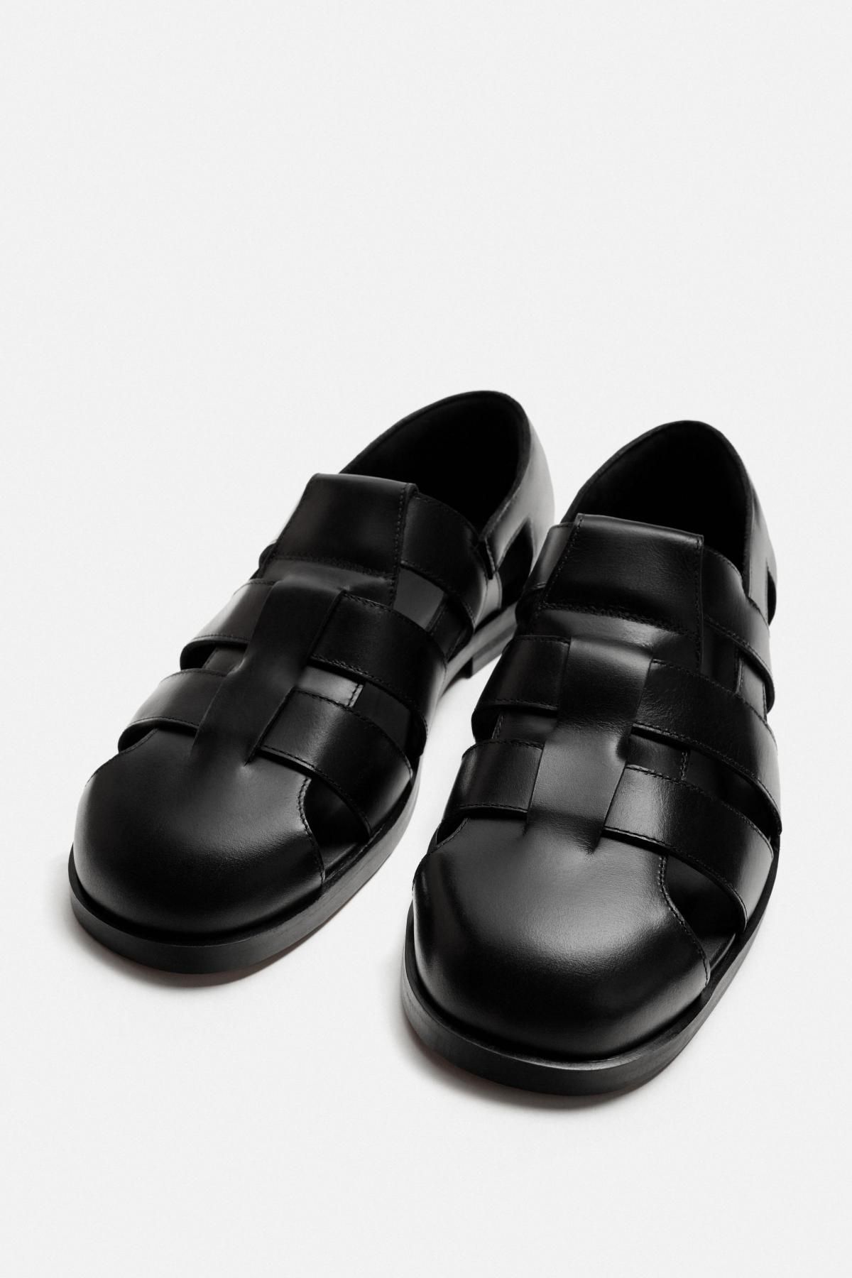 자라 프리미엄 레더 케이지 스트랩 샌들 2488/520 BLACK - 상세 이미지 4