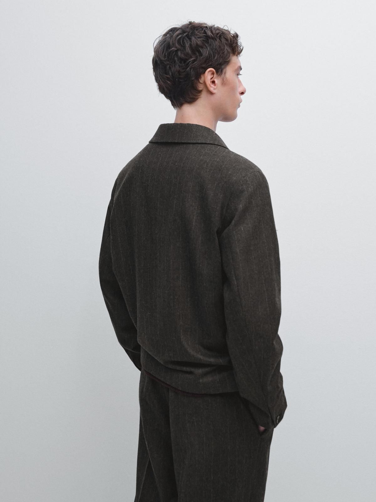 마시모두띠 스트라이프 울블렌드 테크니컬 집업 재킷 2825/363 GREY - 상세 이미지 4