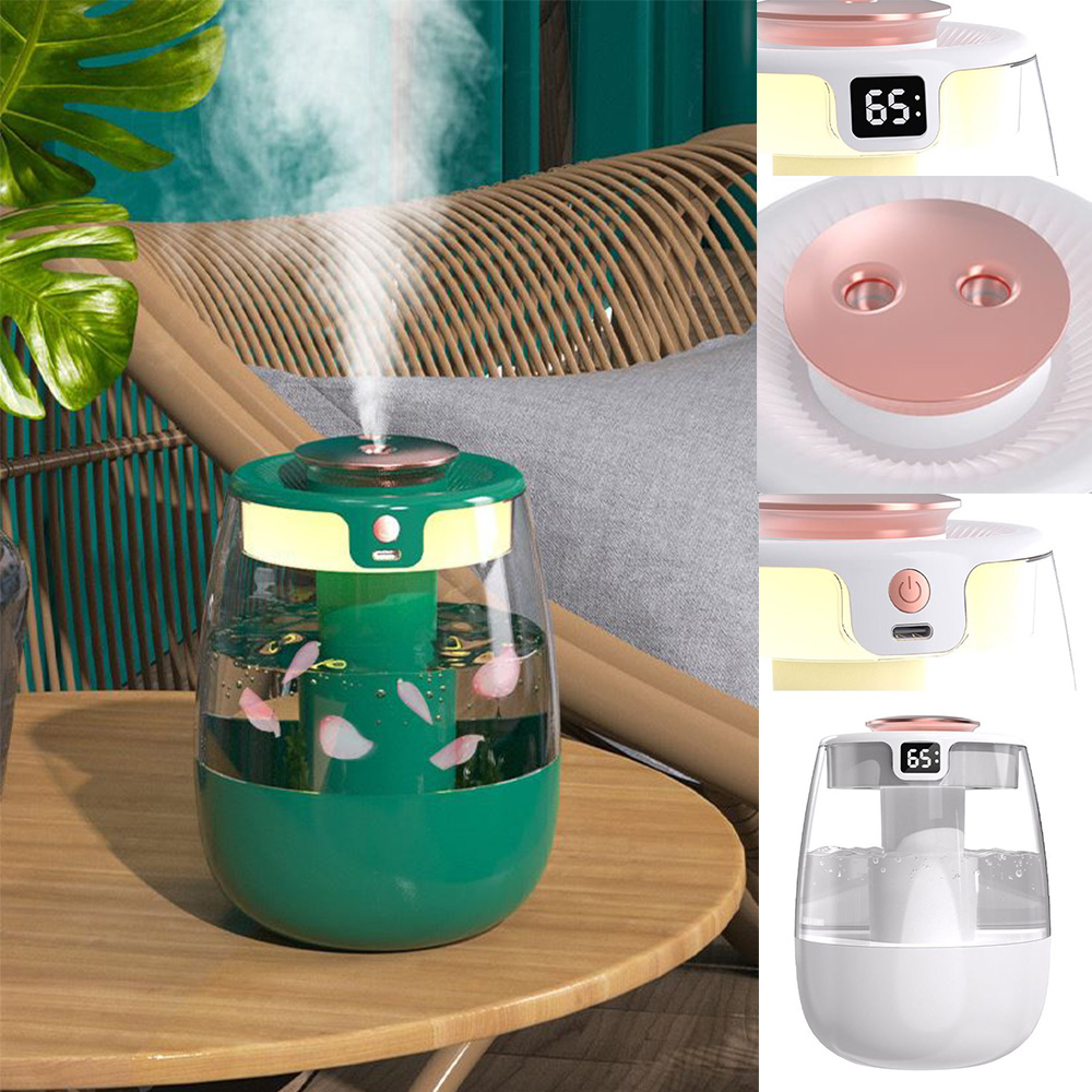 저소음 미니 가습기 초미세 듀얼 분사 원터치 살균 조명