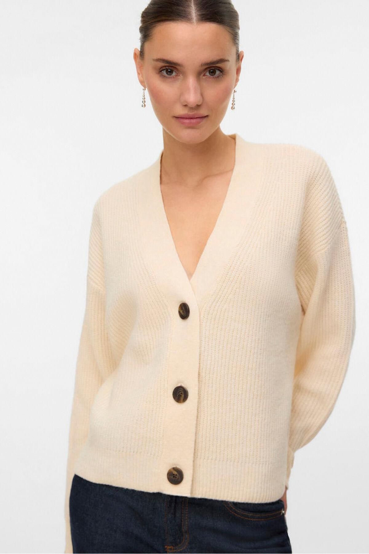 베로모다 브이넥 크롭 니트 가디건 아이보리 여성 3762211 BEIGE - 상세 이미지 4