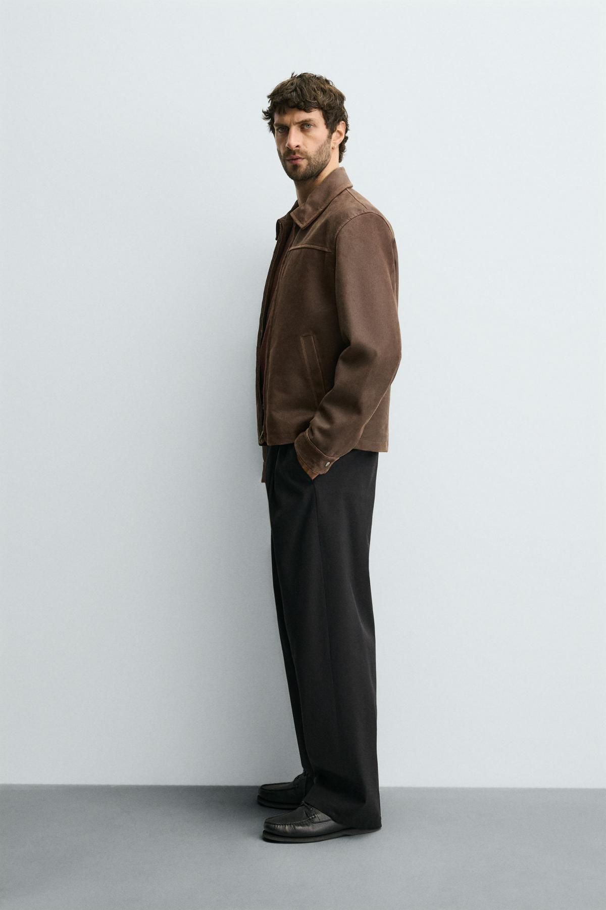 자라 크롭핏 레더 테크니컬 브라운 재킷 4415/300 BROWN - 상세 이미지 5