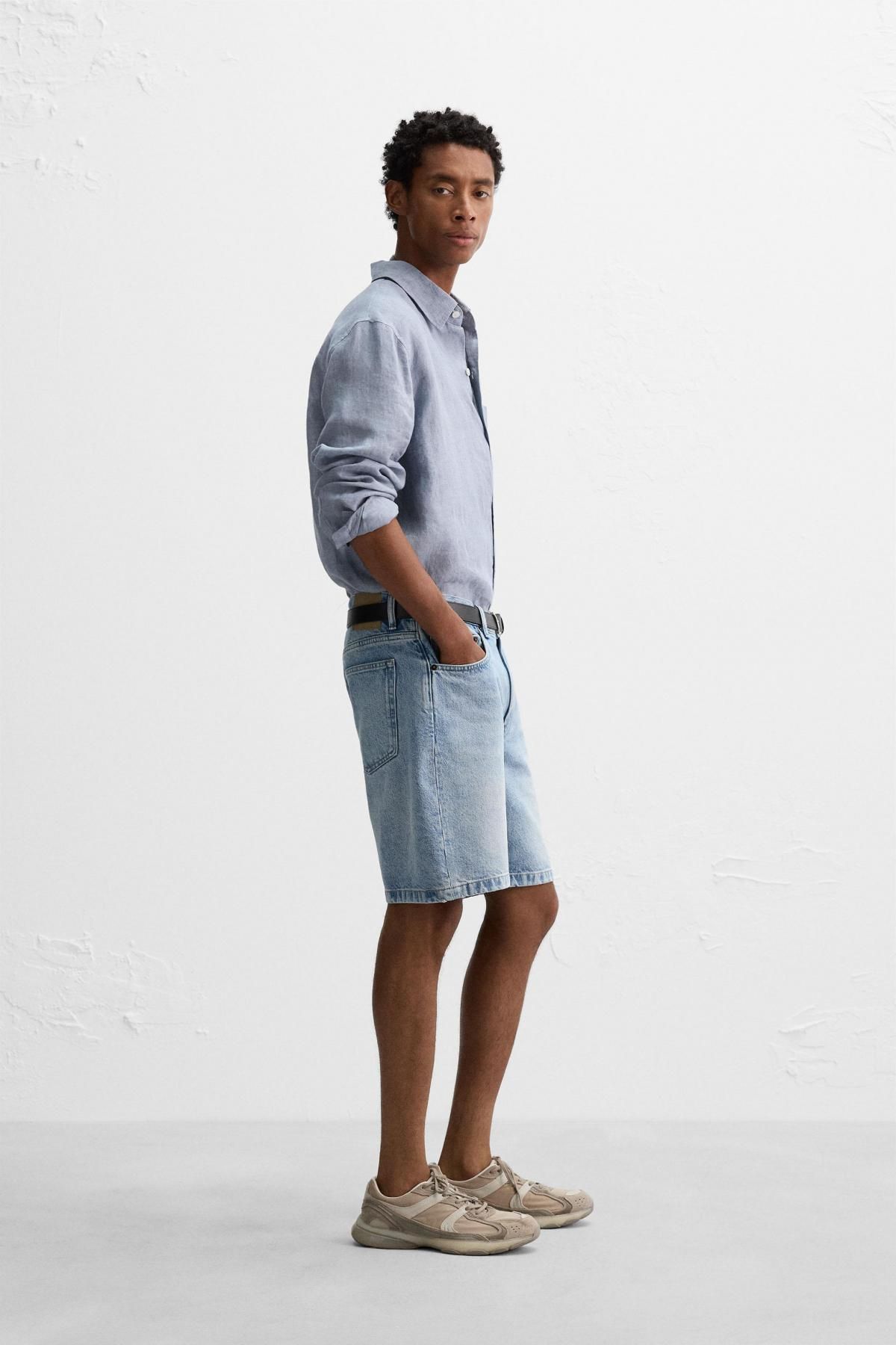 자라 라이트 데님 레귤러핏 버뮤다 반바지 9942/340 LIGHT BLUE - 상세 이미지 5