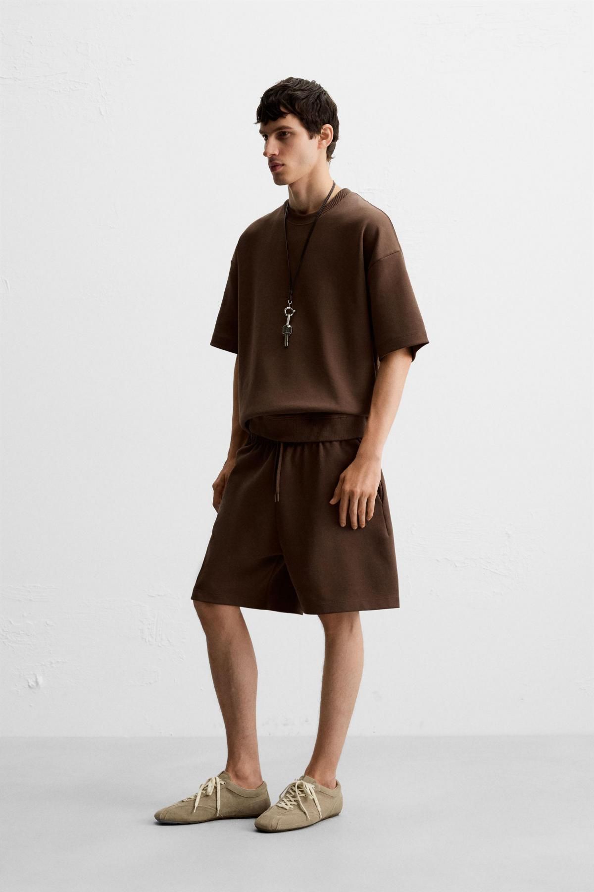 자라 테크니컬 텍스처 버뮤다 반바지 0761/451 BROWN - 상세 이미지 5