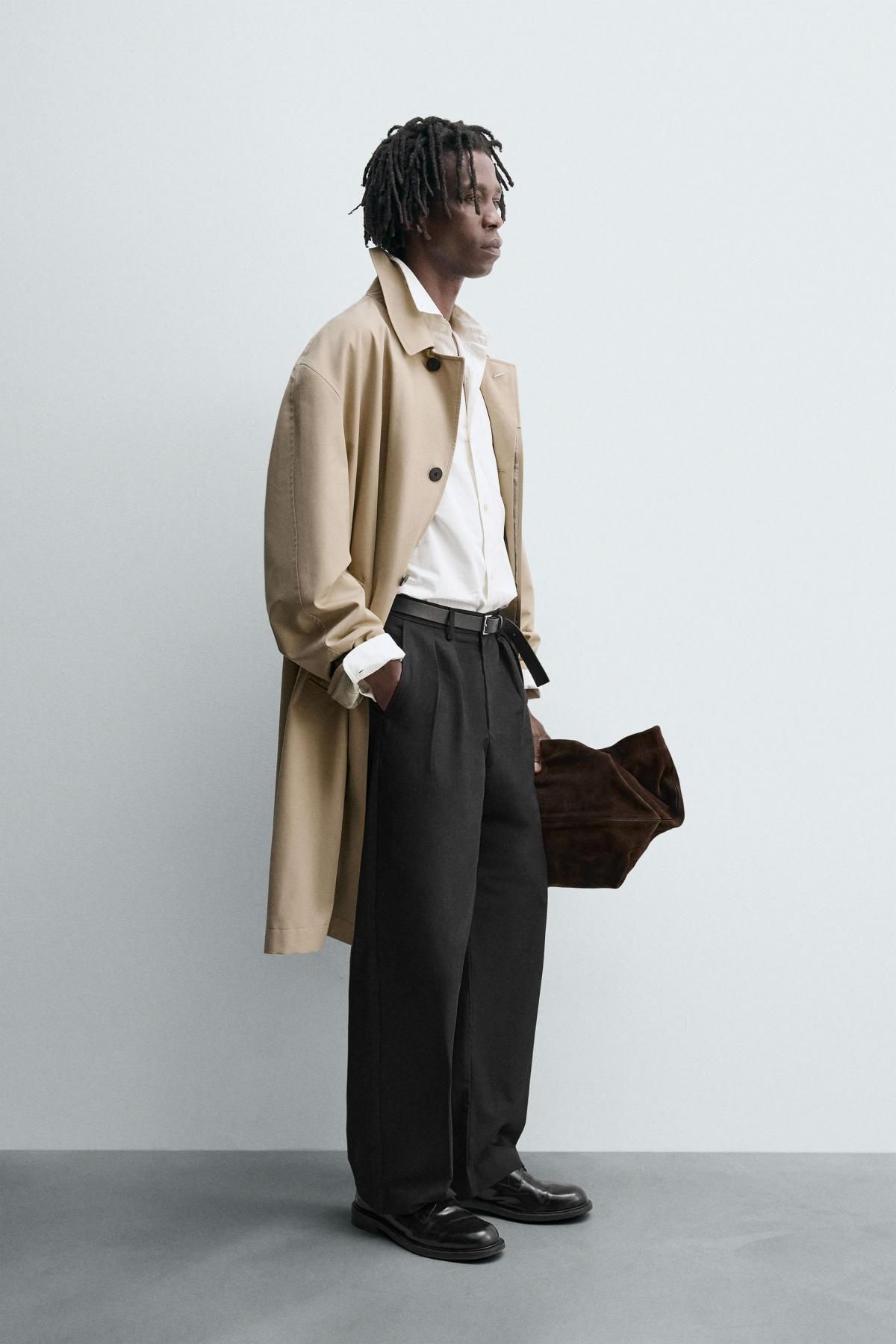 자라 테크니컬 와이드핏 플리츠 코튼 팬츠 6861/321 BLACK - 상세 이미지 4