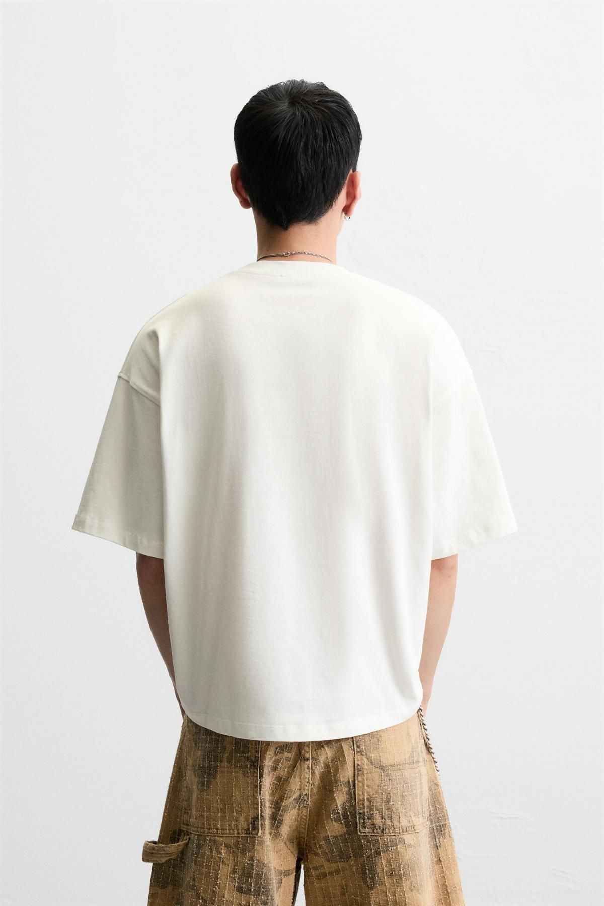 자라 트렌디 박시핏 슬로건 프린트 반팔 티셔츠 1259/300 WHITE - 상세 이미지 4